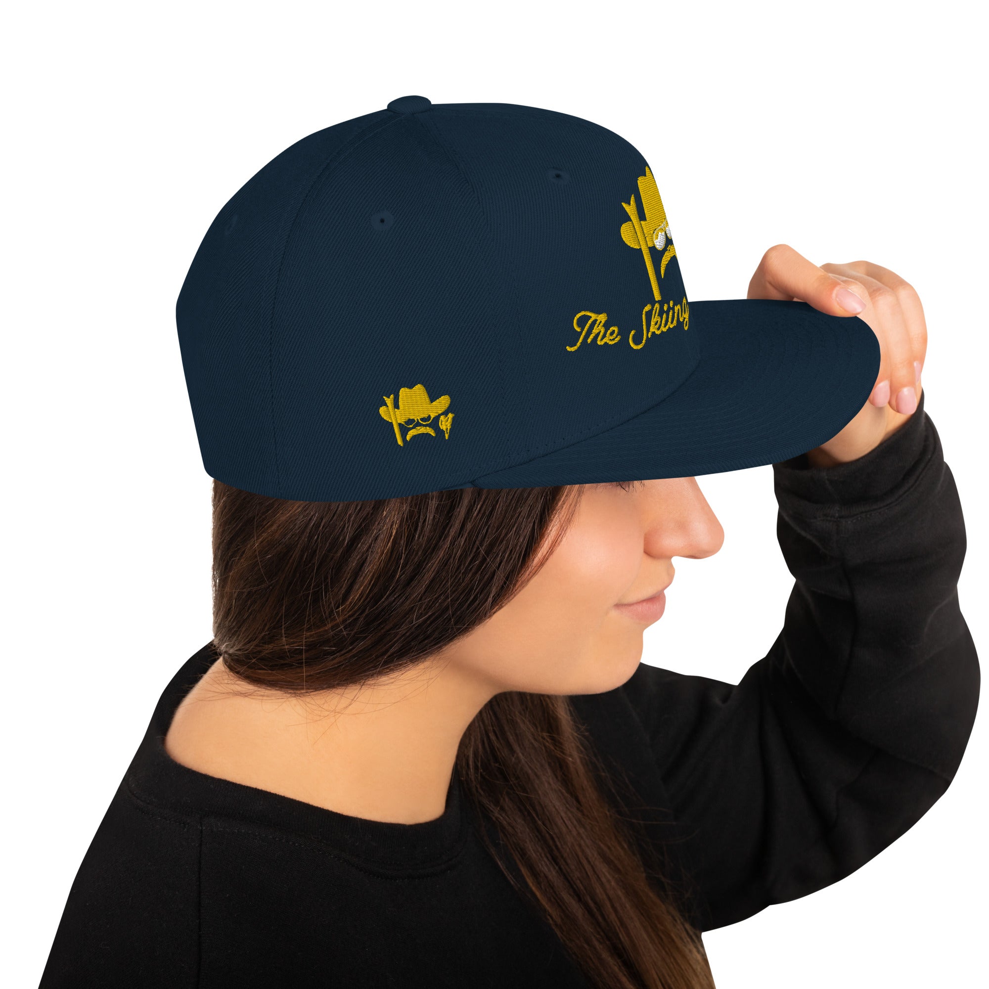 Snapback Wool Blend Cap The Skiing Cowboy Gold embroidered pattern (3 sides)