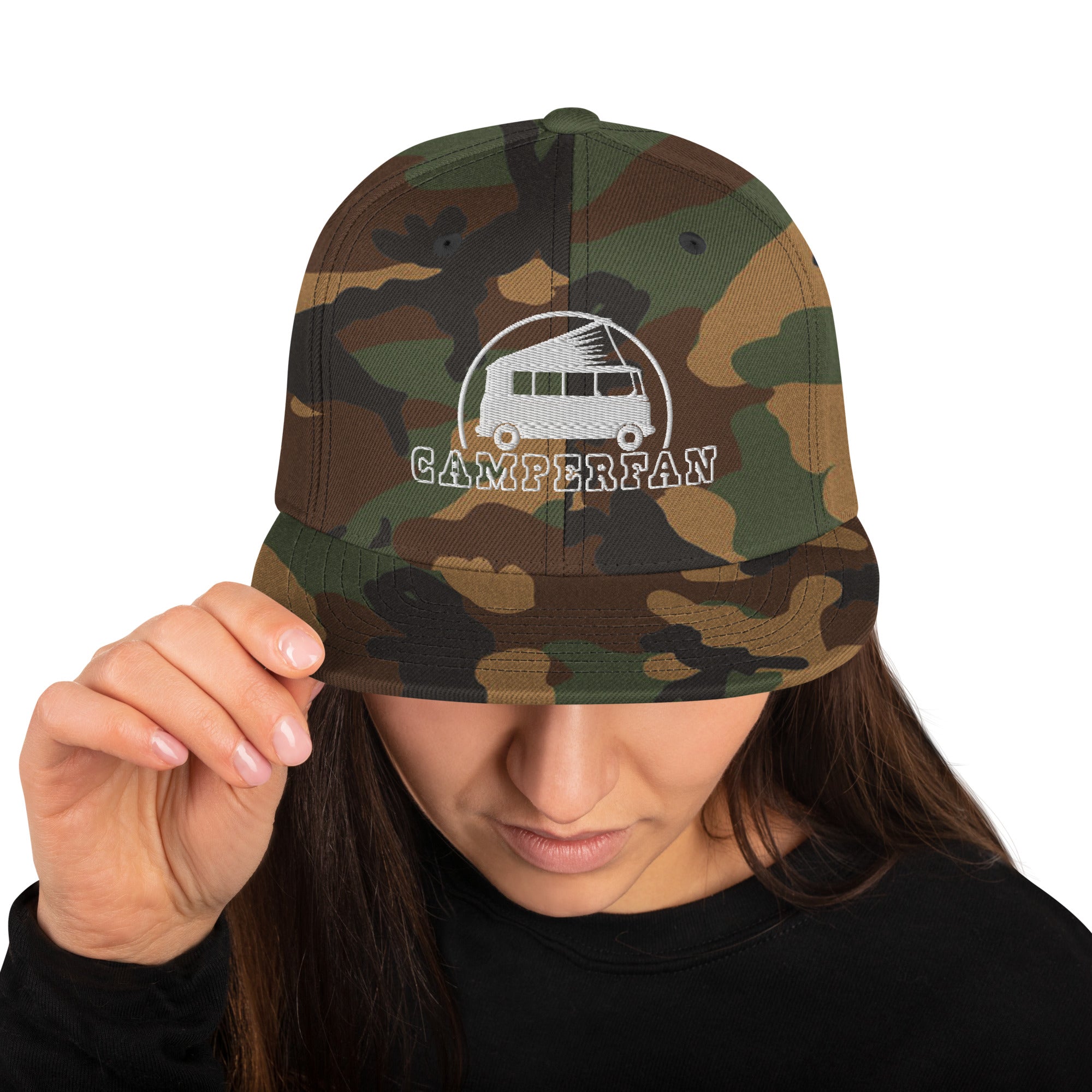 Camo Snapback Wool Blend Cap Camperfan white