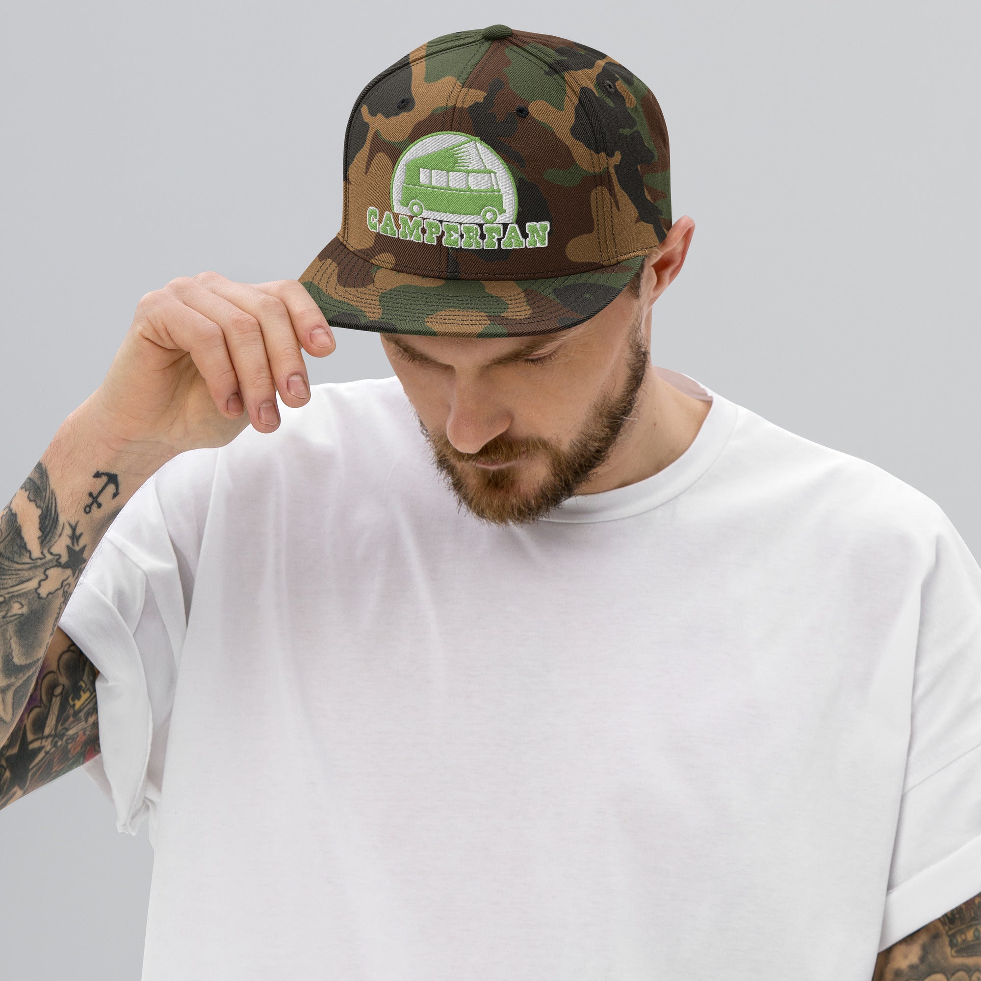 Camo Snapback Wool Blend Cap Camperfan kiwi/white