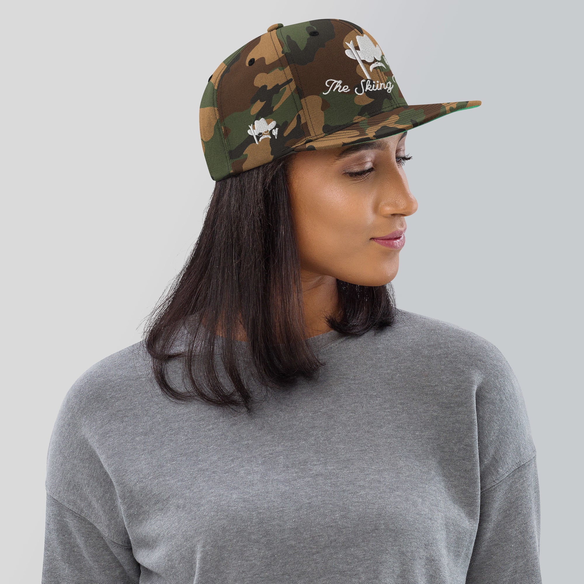 Casquette Snapback camouflage The Skiing Cowboy White brodé sur 3 côtés