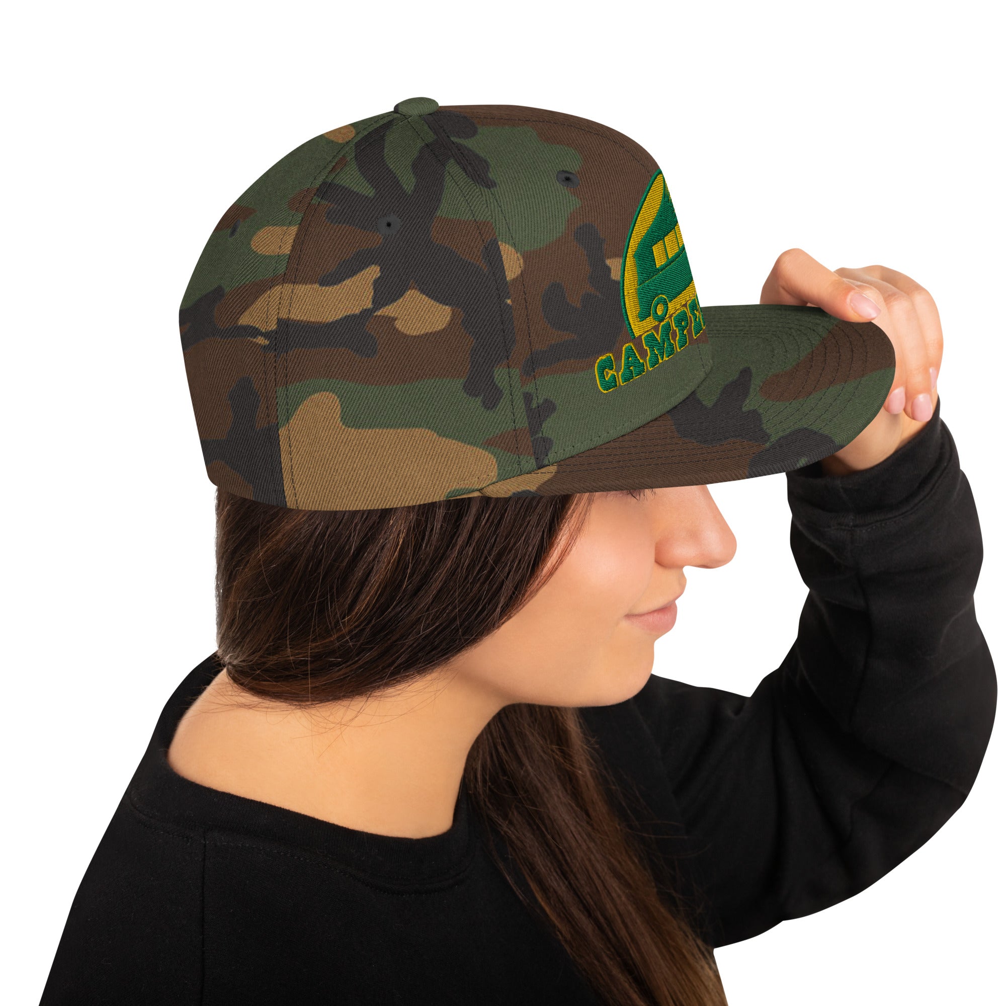 Casquette Snapback camouflage Camperfan green/yellow