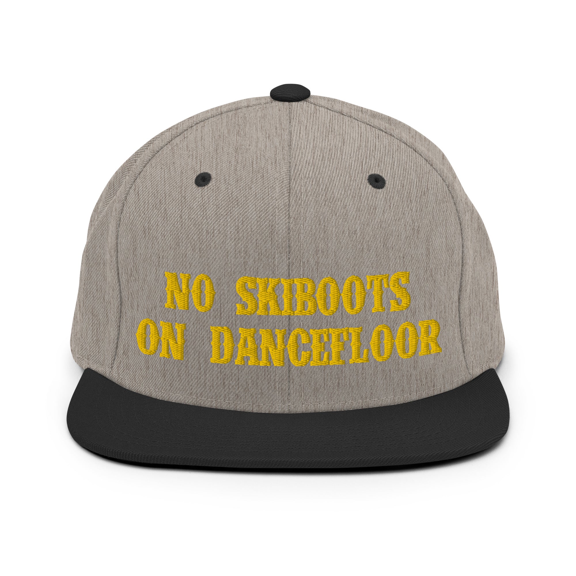 Two-Tone Snapback Wool Blend Cap No Skiboots on Dancefloor Gold