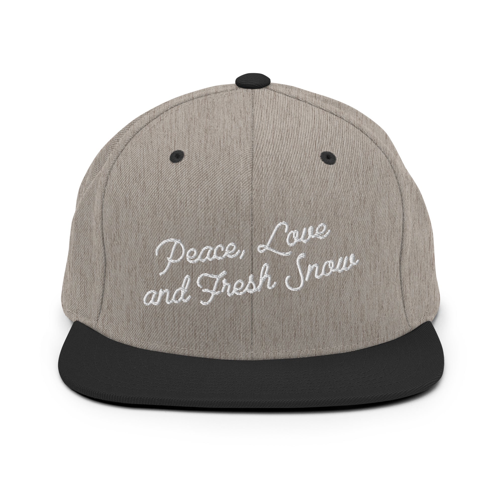 Casquette Snapback Wool Blend bicolore Peace, Love and Fresh Snow White letters