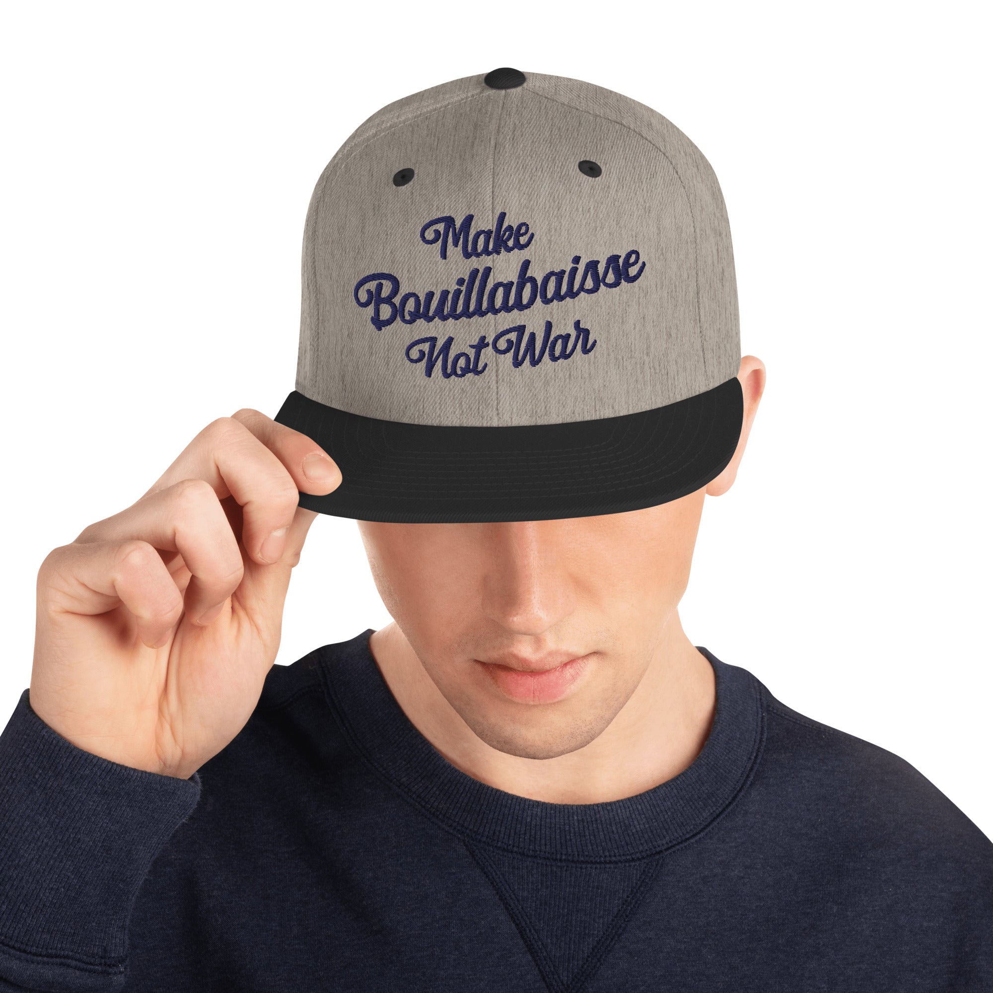 Casquette Snapback Wool Blend bicolore Make Bouillabaisse Not War Navy