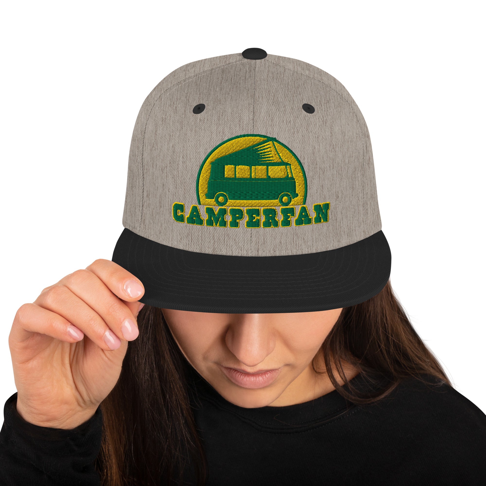 Two-Tone Snapback Wool Blend Cap Camperfan green/yellow