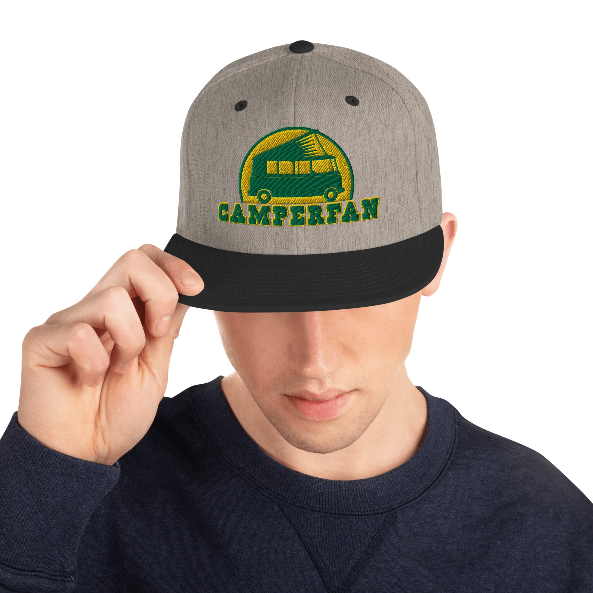 Two-Tone Snapback Wool Blend Cap Camperfan green/yellow