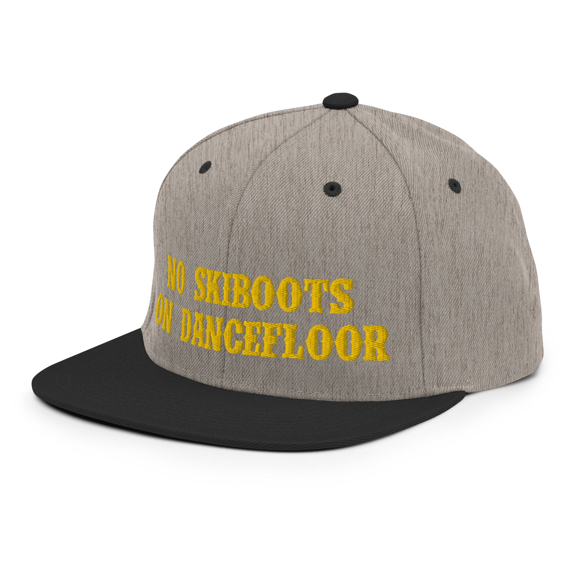 Two-Tone Snapback Wool Blend Cap No Skiboots on Dancefloor Gold