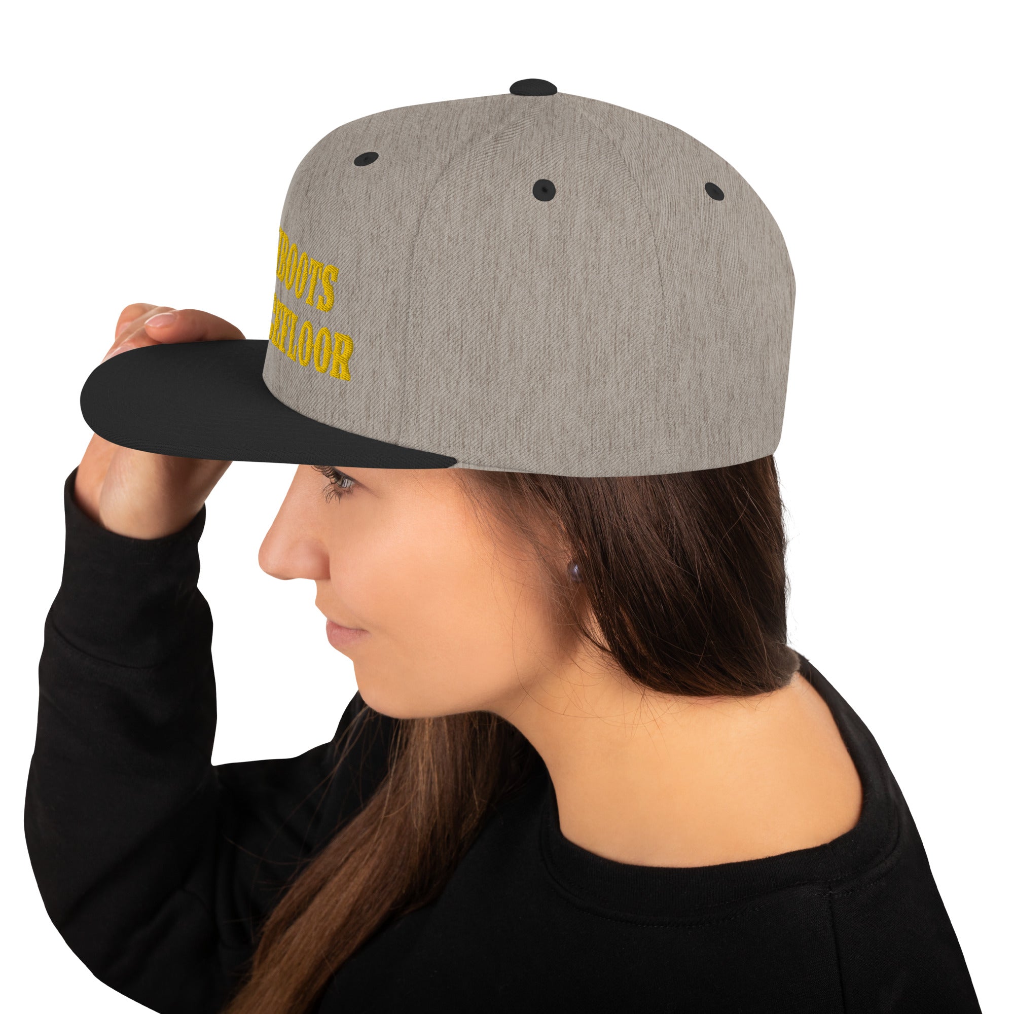 Two-Tone Snapback Wool Blend Cap No Skiboots on Dancefloor Gold