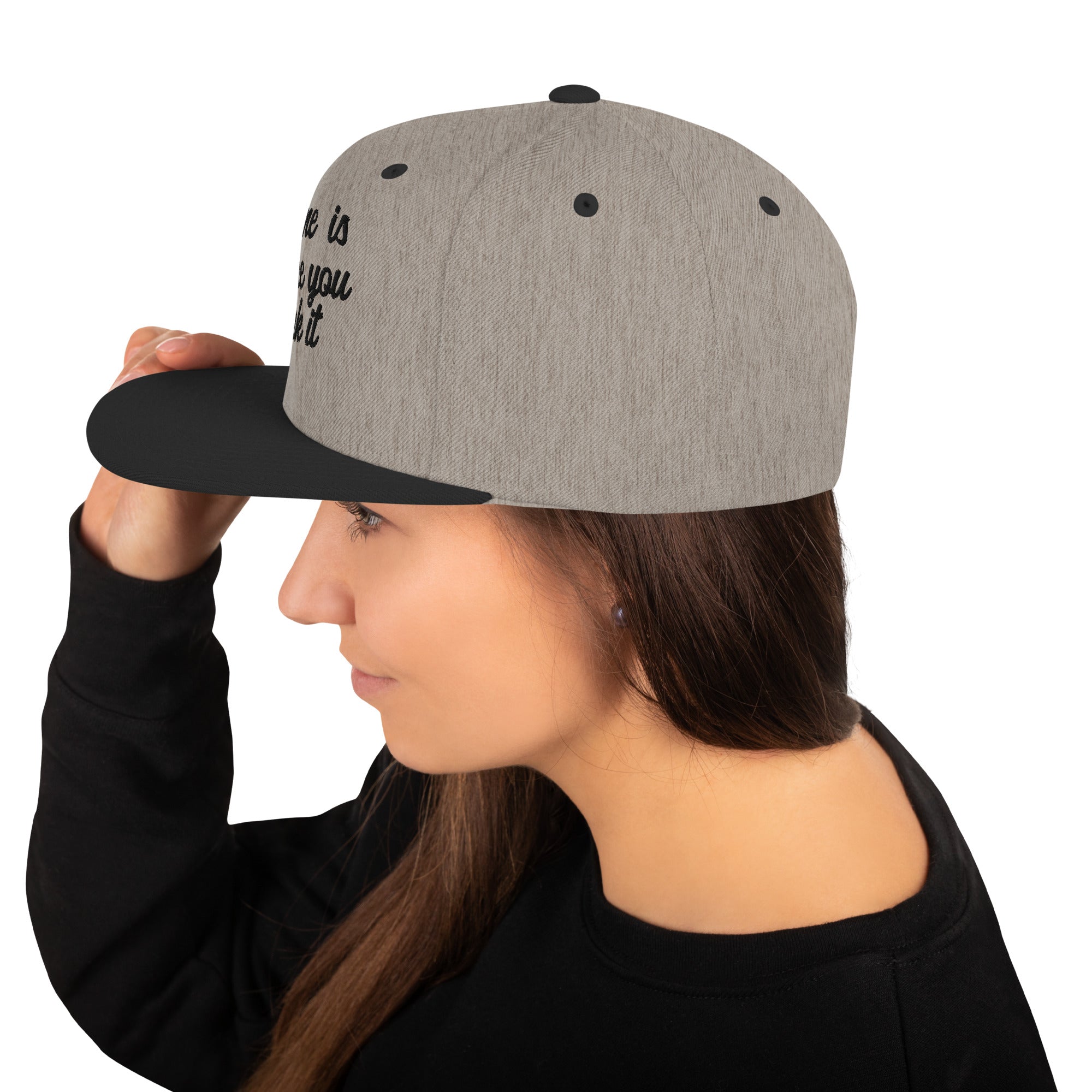 Two-Tone Snapback Wool Blend Cap Home is where you park it Black