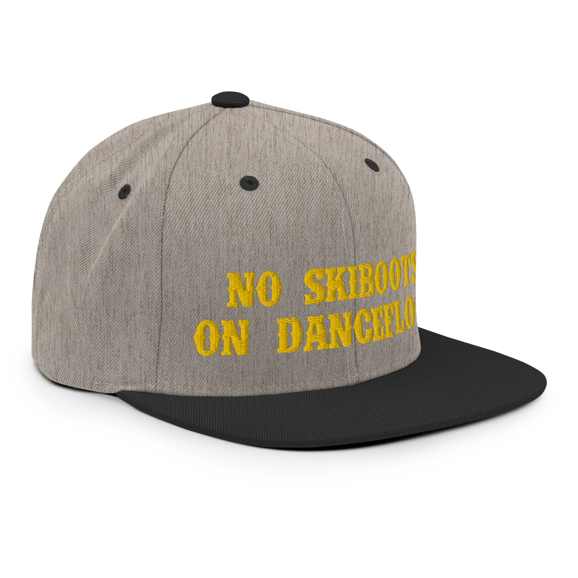 Two-Tone Snapback Wool Blend Cap No Skiboots on Dancefloor Gold