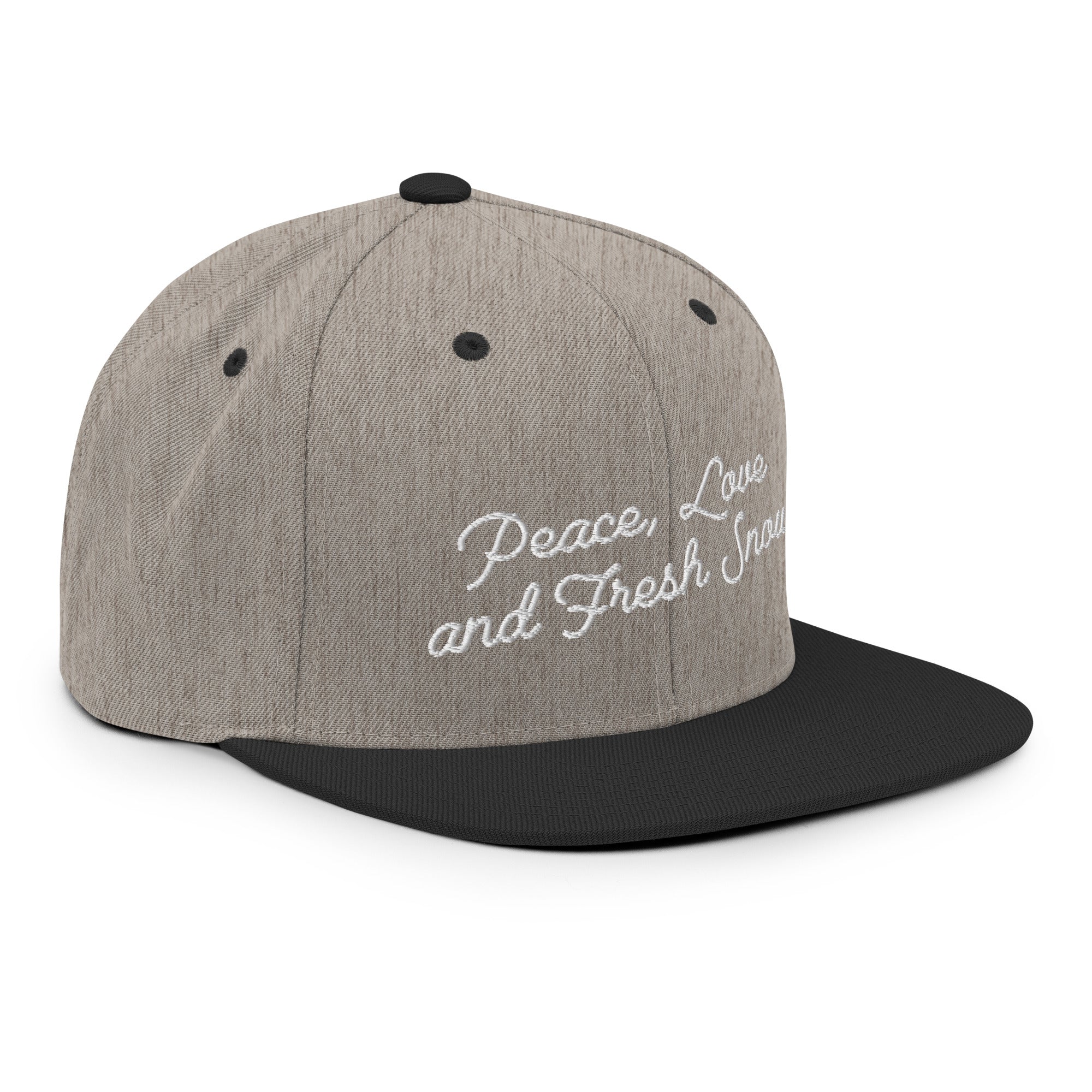 Casquette Snapback Wool Blend bicolore Peace, Love and Fresh Snow White letters