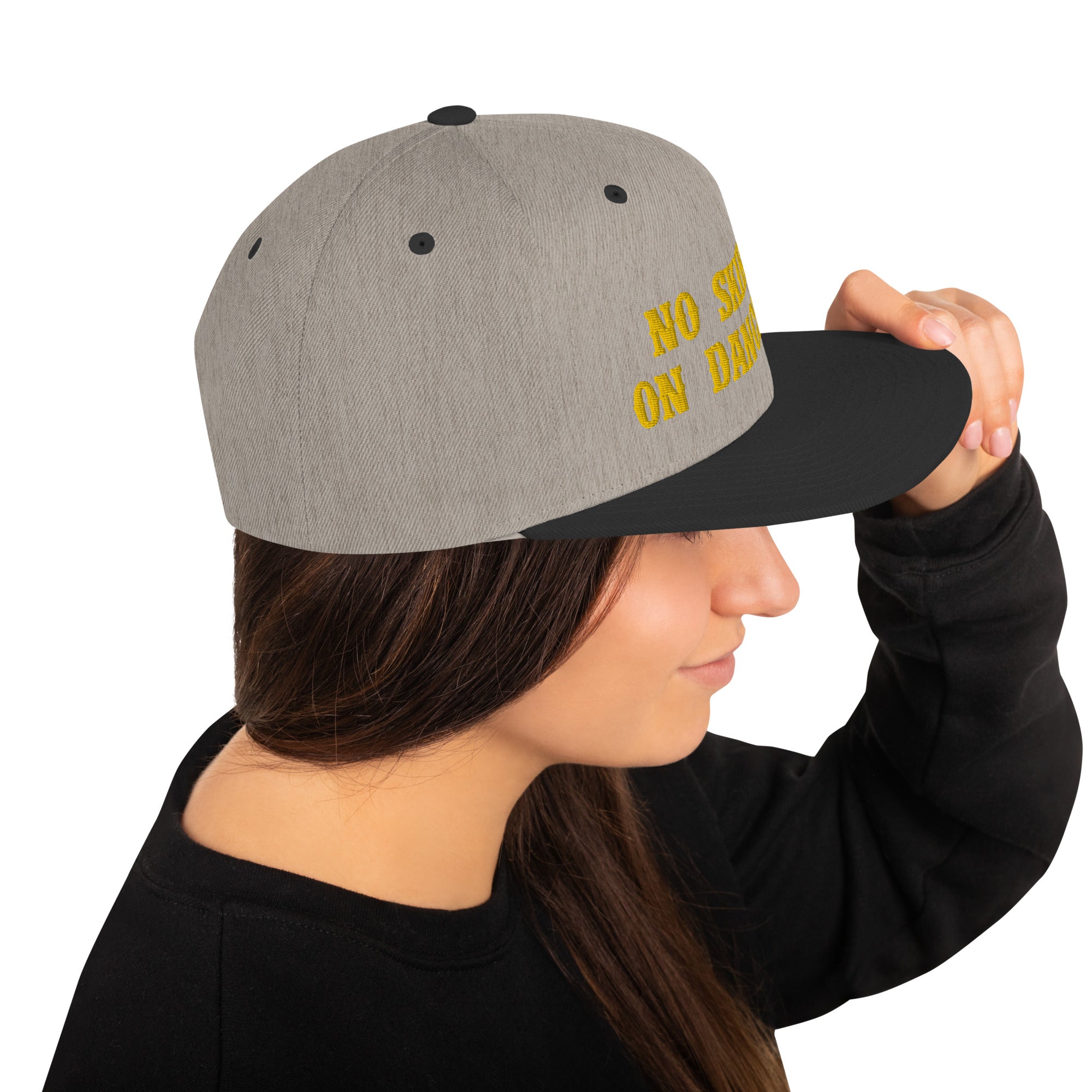 Two-Tone Snapback Wool Blend Cap No Skiboots on Dancefloor Gold