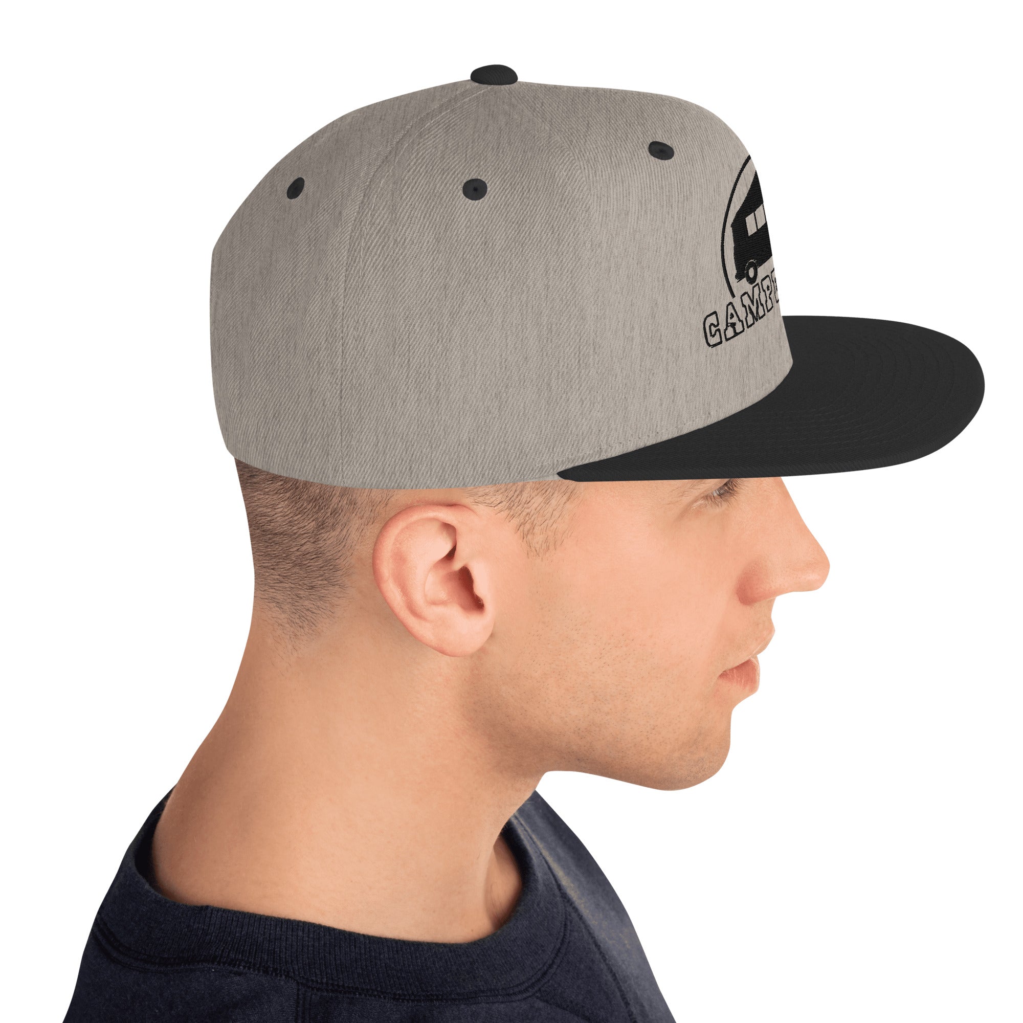 Two-Tone Snapback Wool Blend Cap Camperfan black