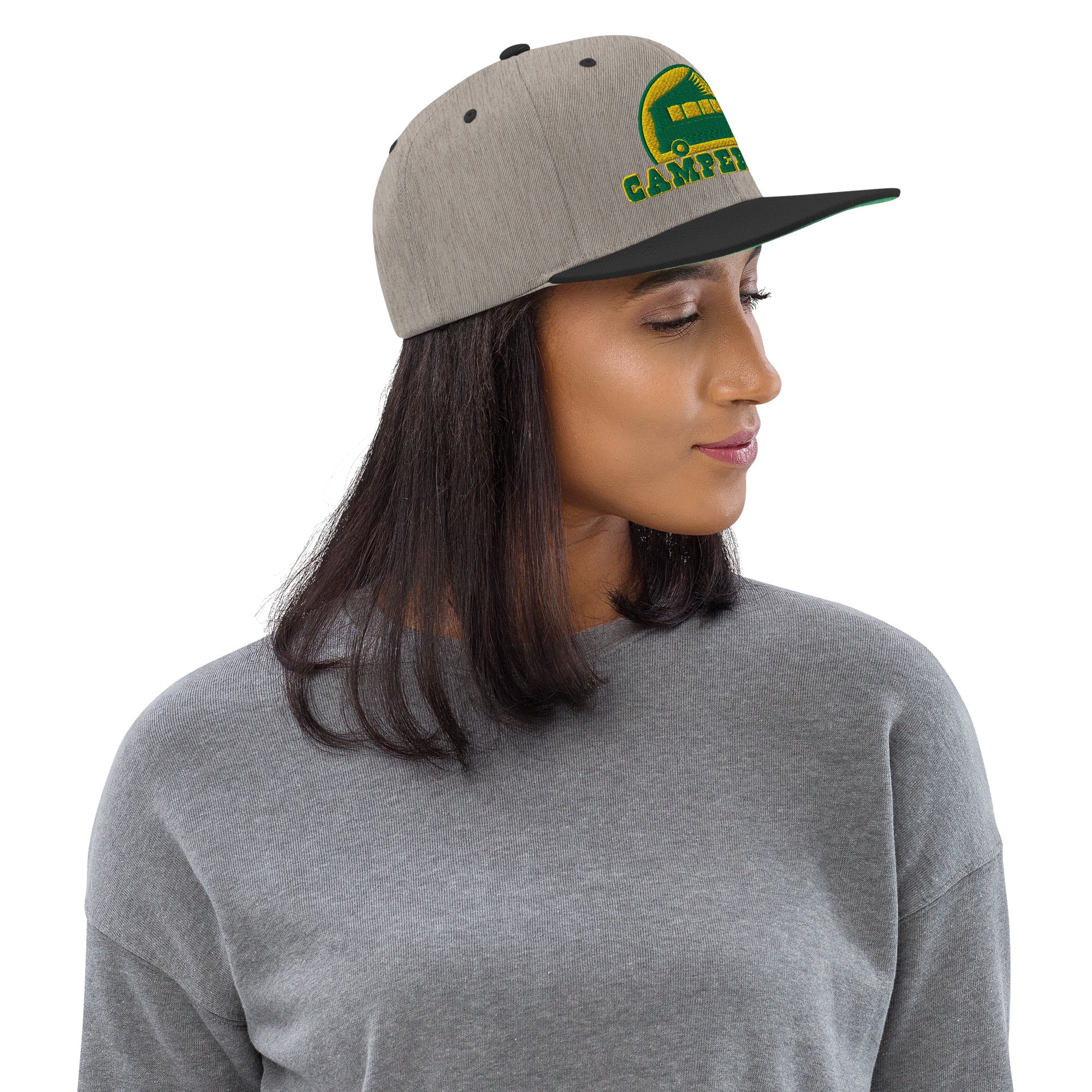 Two-Tone Snapback Wool Blend Cap Camperfan green/yellow