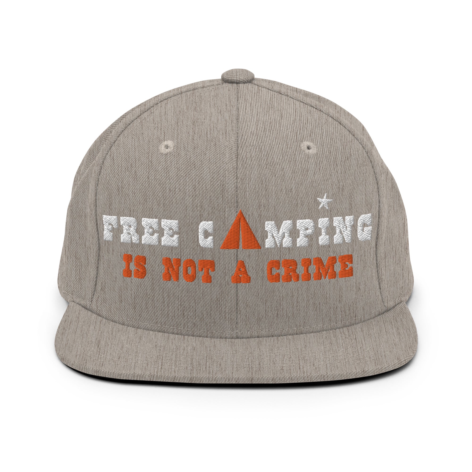 Snapback Wool Blend Cap Free camping is not a crime white/orange