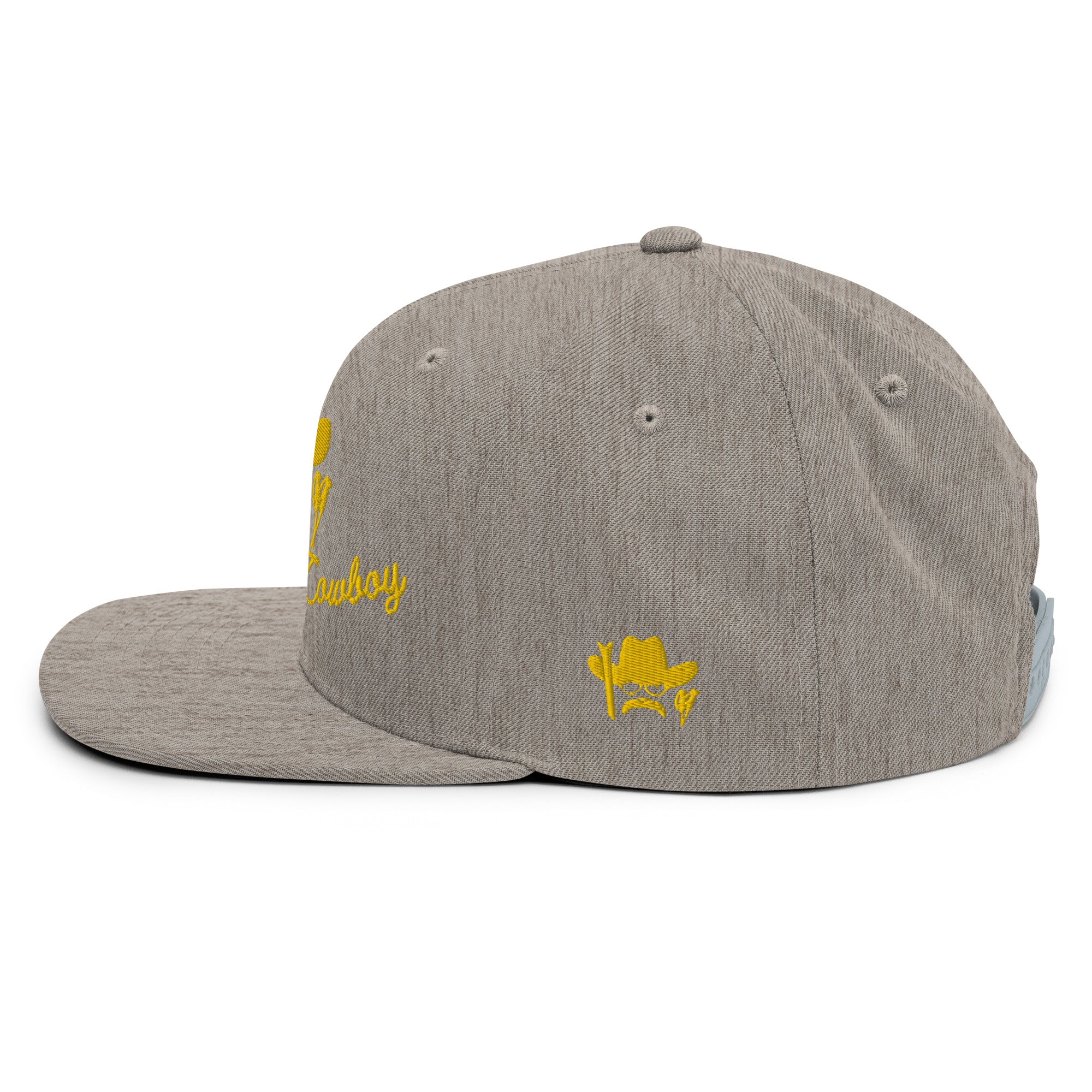 Snapback Wool Blend Cap The Skiing Cowboy Gold embroidered pattern (3 sides)