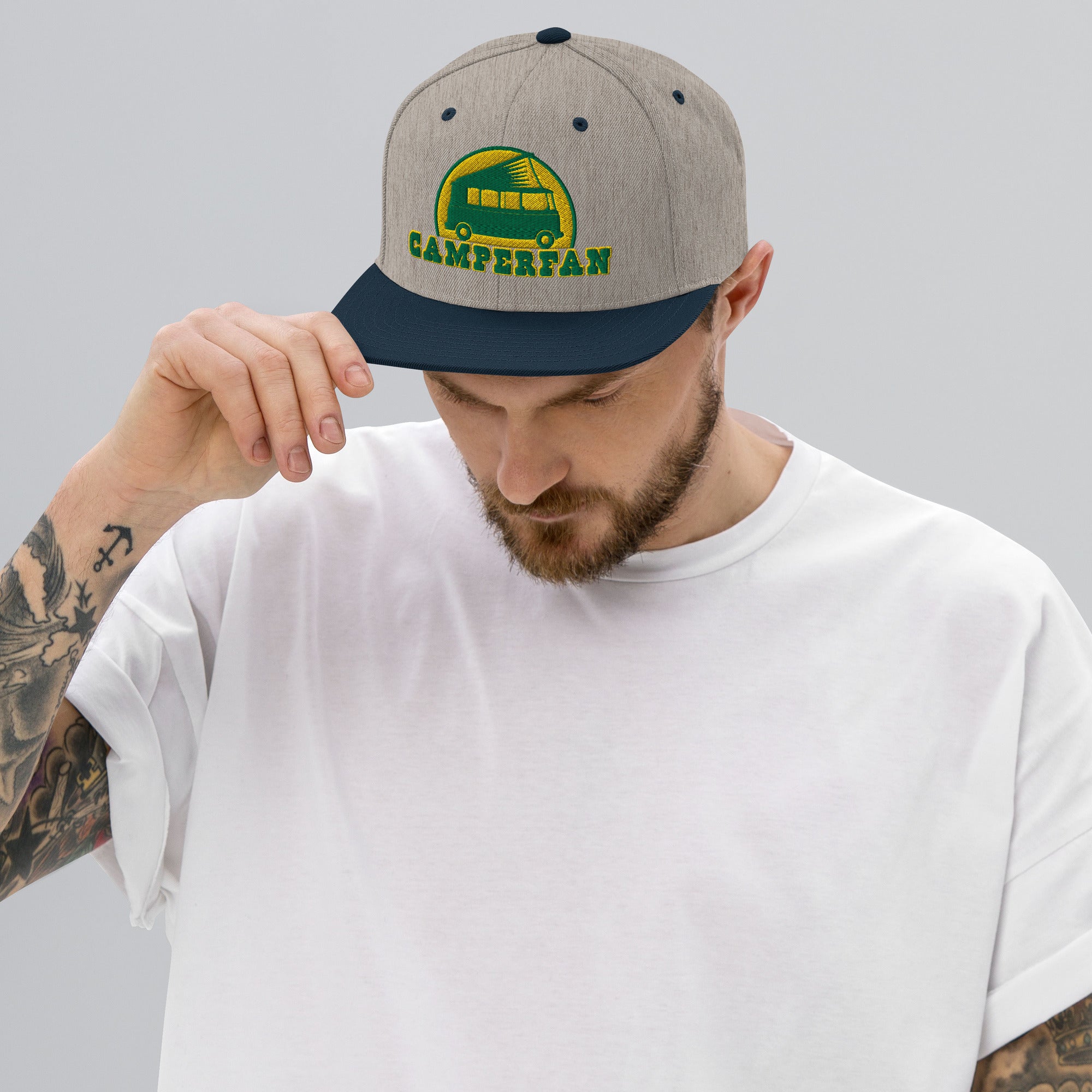 Two-Tone Snapback Wool Blend Cap Camperfan green/yellow