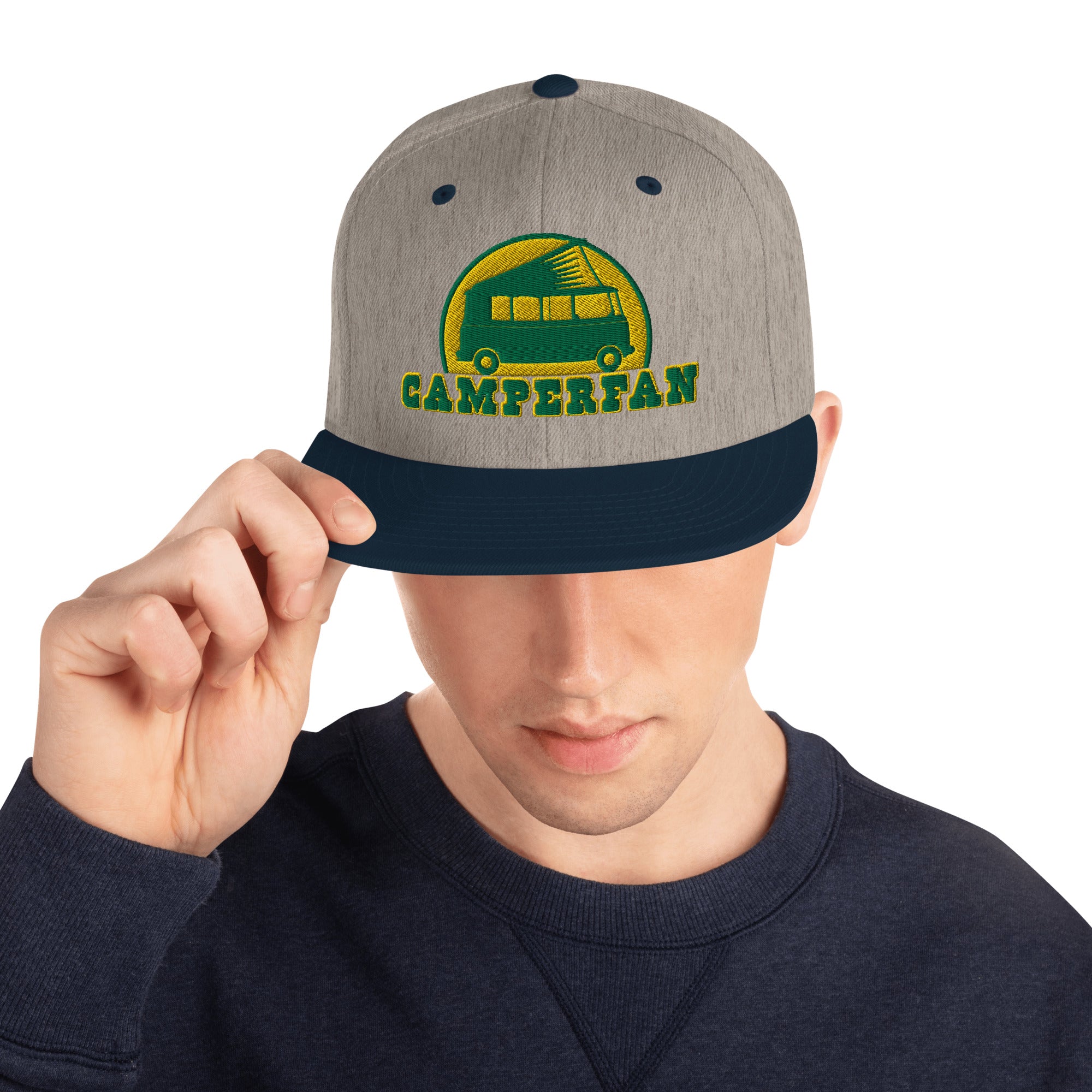 Two-Tone Snapback Wool Blend Cap Camperfan green/yellow