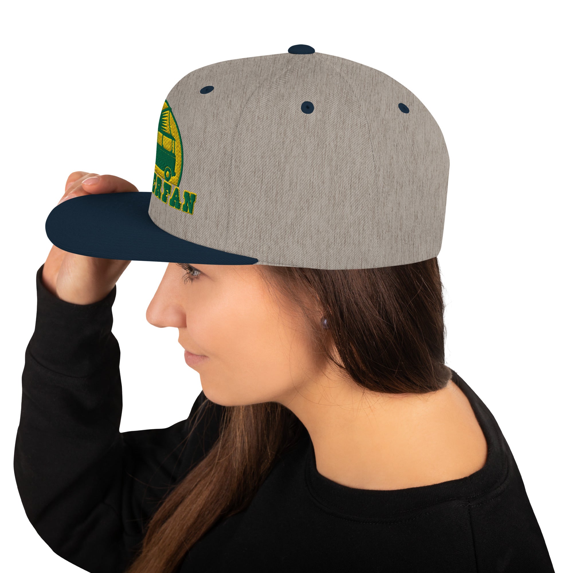 Two-Tone Snapback Wool Blend Cap Camperfan green/yellow