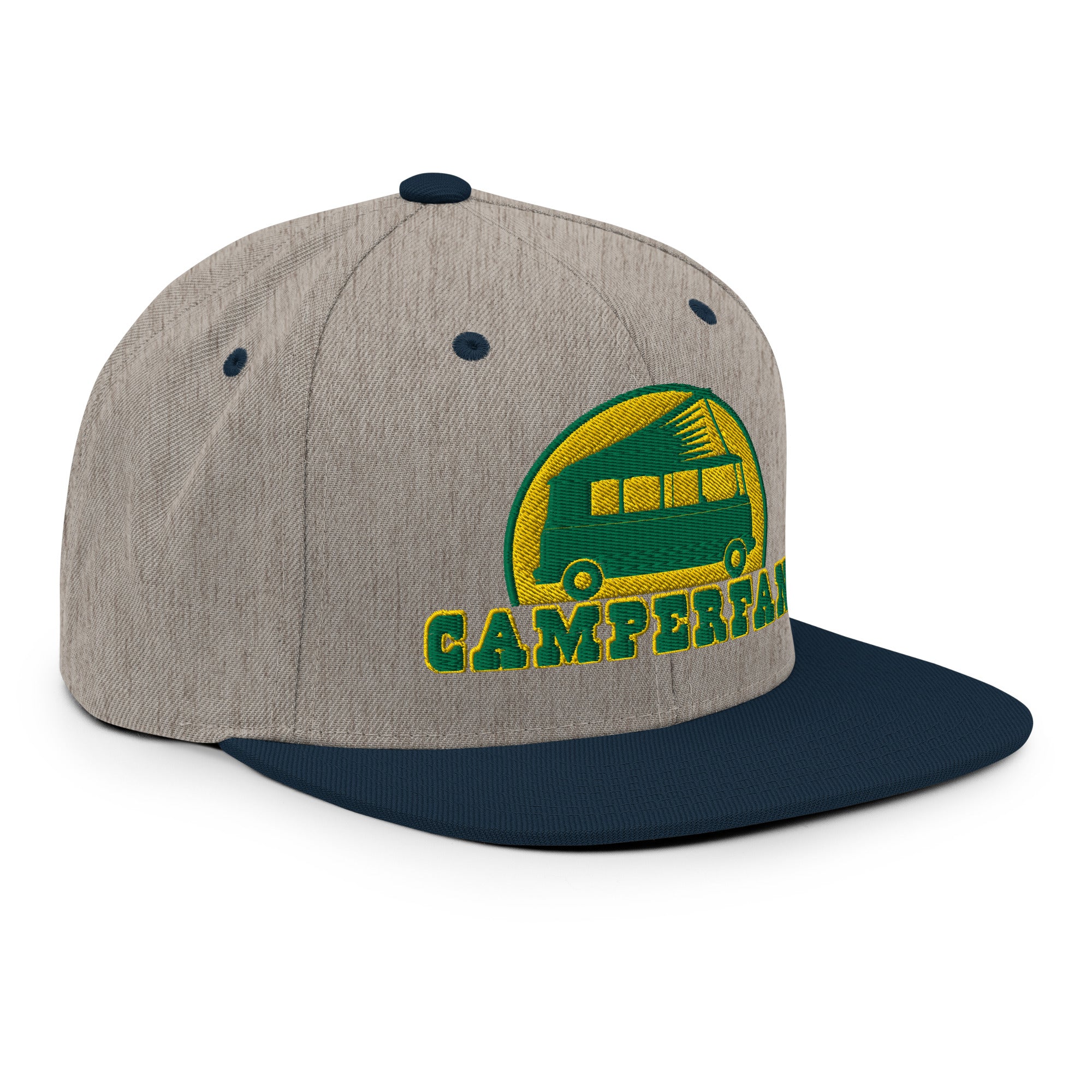 Two-Tone Snapback Wool Blend Cap Camperfan green/yellow