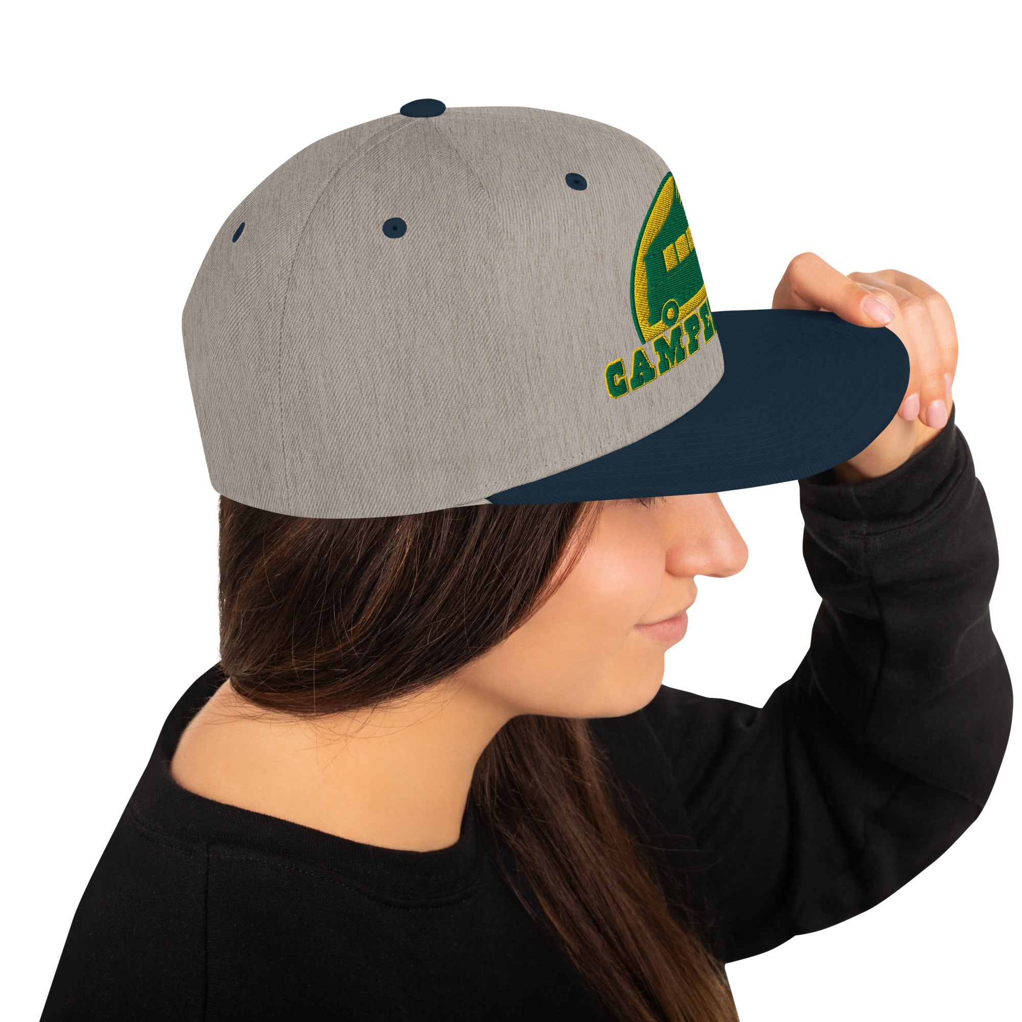 Two-Tone Snapback Wool Blend Cap Camperfan green/yellow