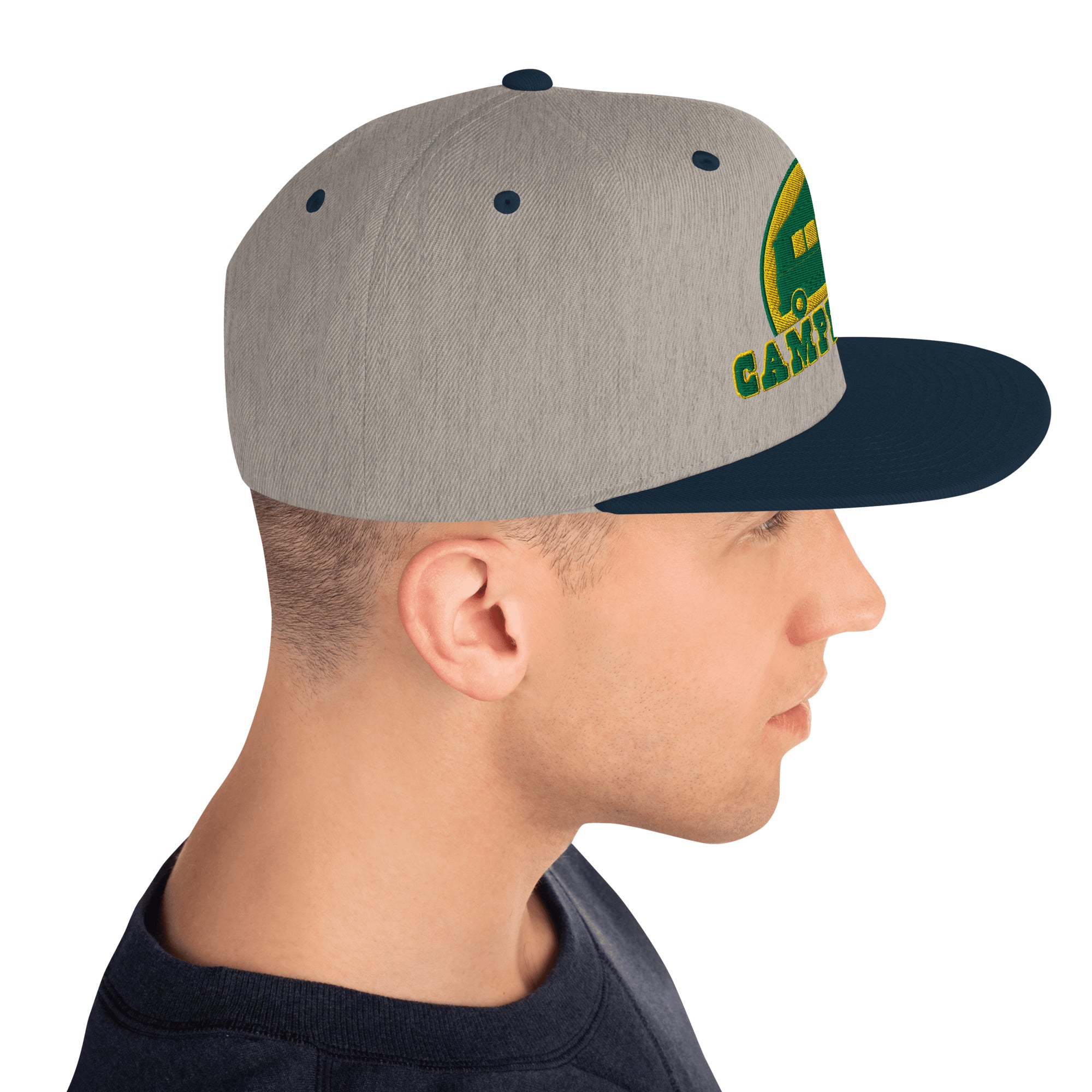 Two-Tone Snapback Wool Blend Cap Camperfan green/yellow