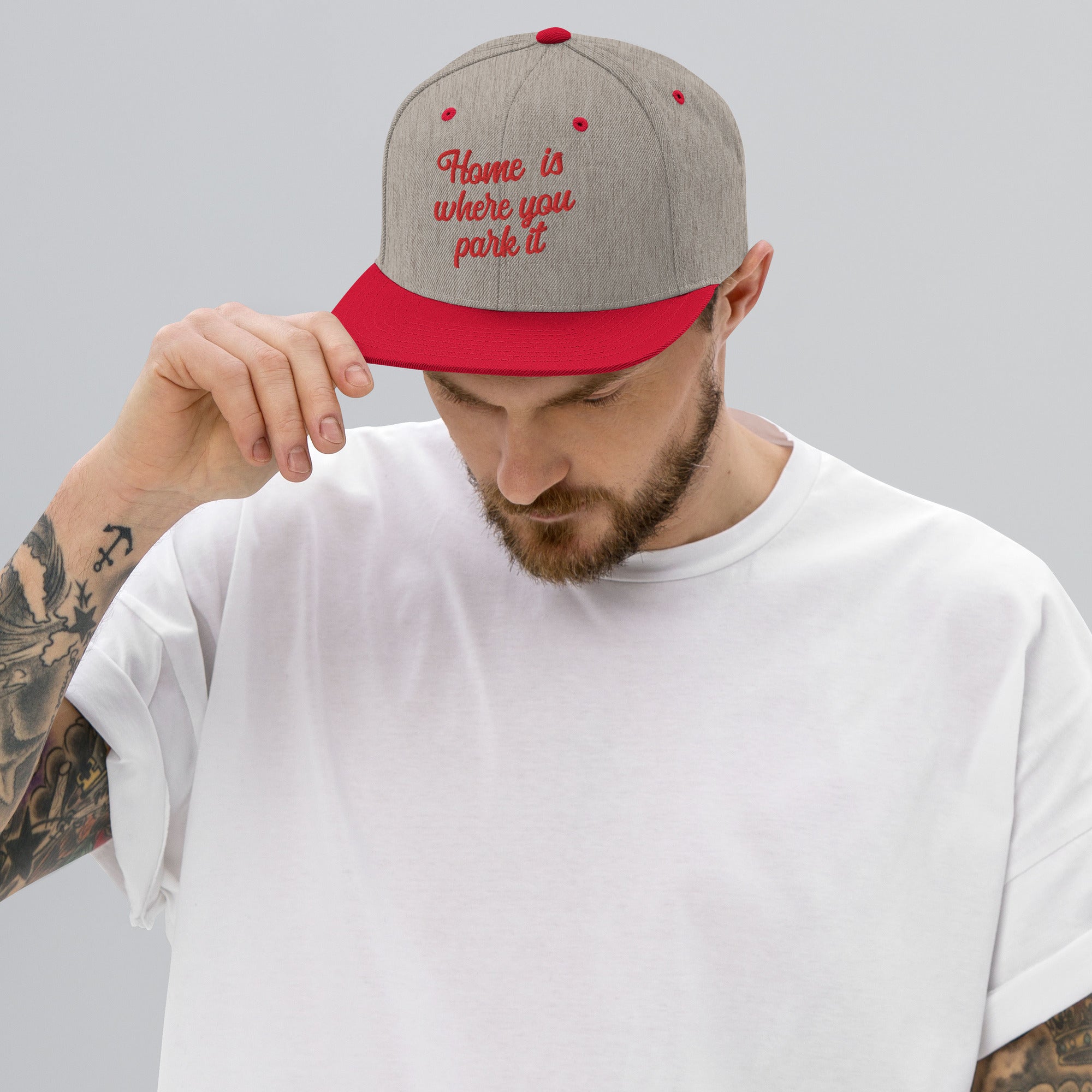 Casquette Snapback Wool Blend bicolore Home is where you park it Red