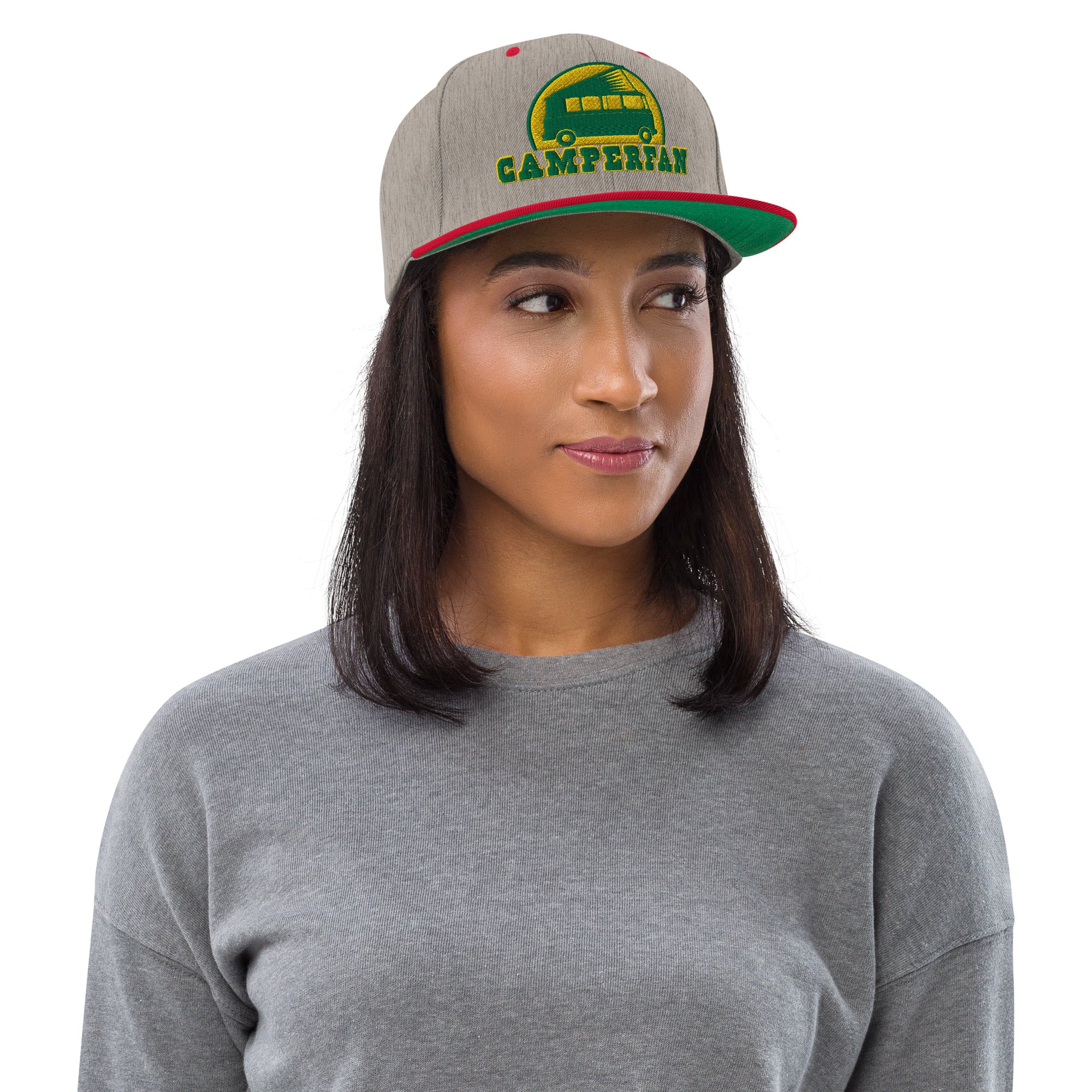 Two-Tone Snapback Wool Blend Cap Camperfan green/yellow