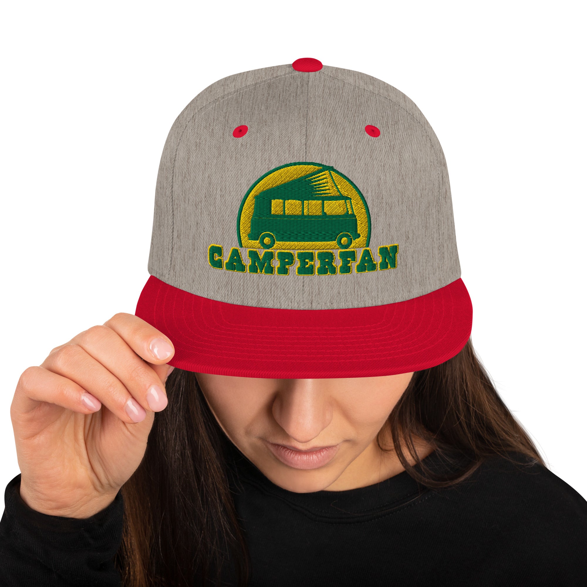 Two-Tone Snapback Wool Blend Cap Camperfan green/yellow