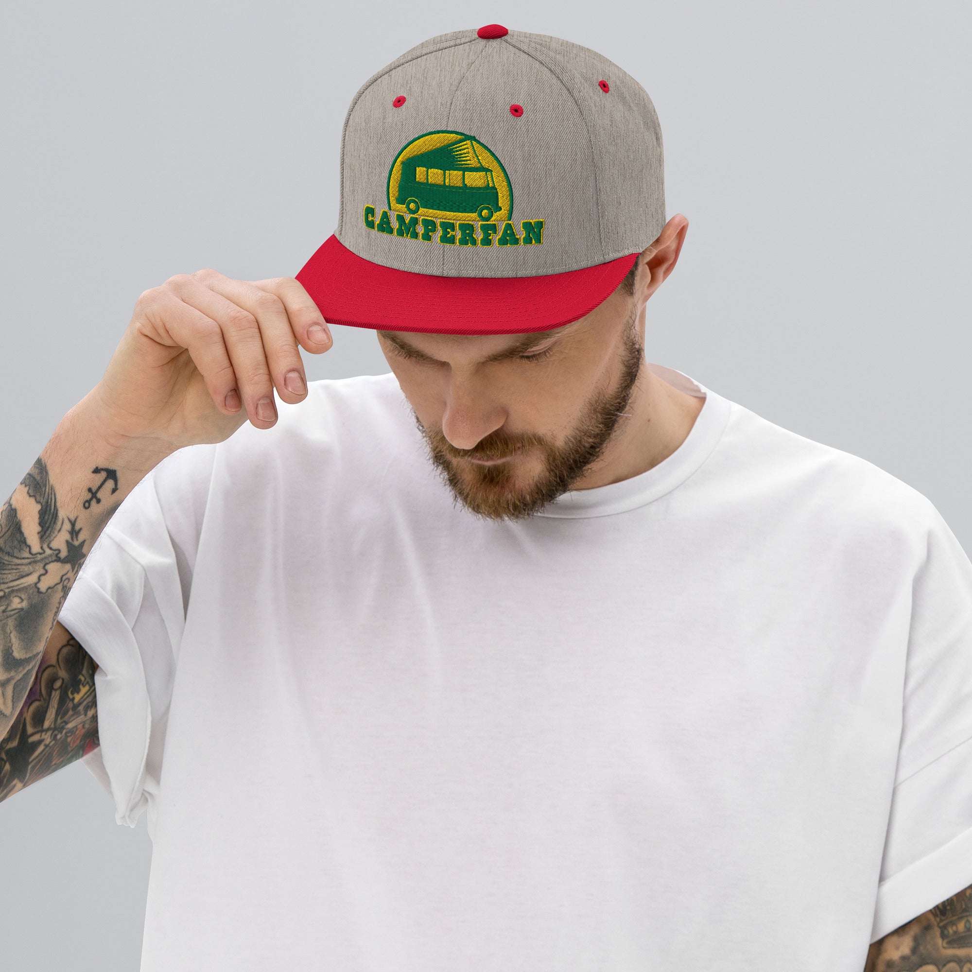 Two-Tone Snapback Wool Blend Cap Camperfan green/yellow