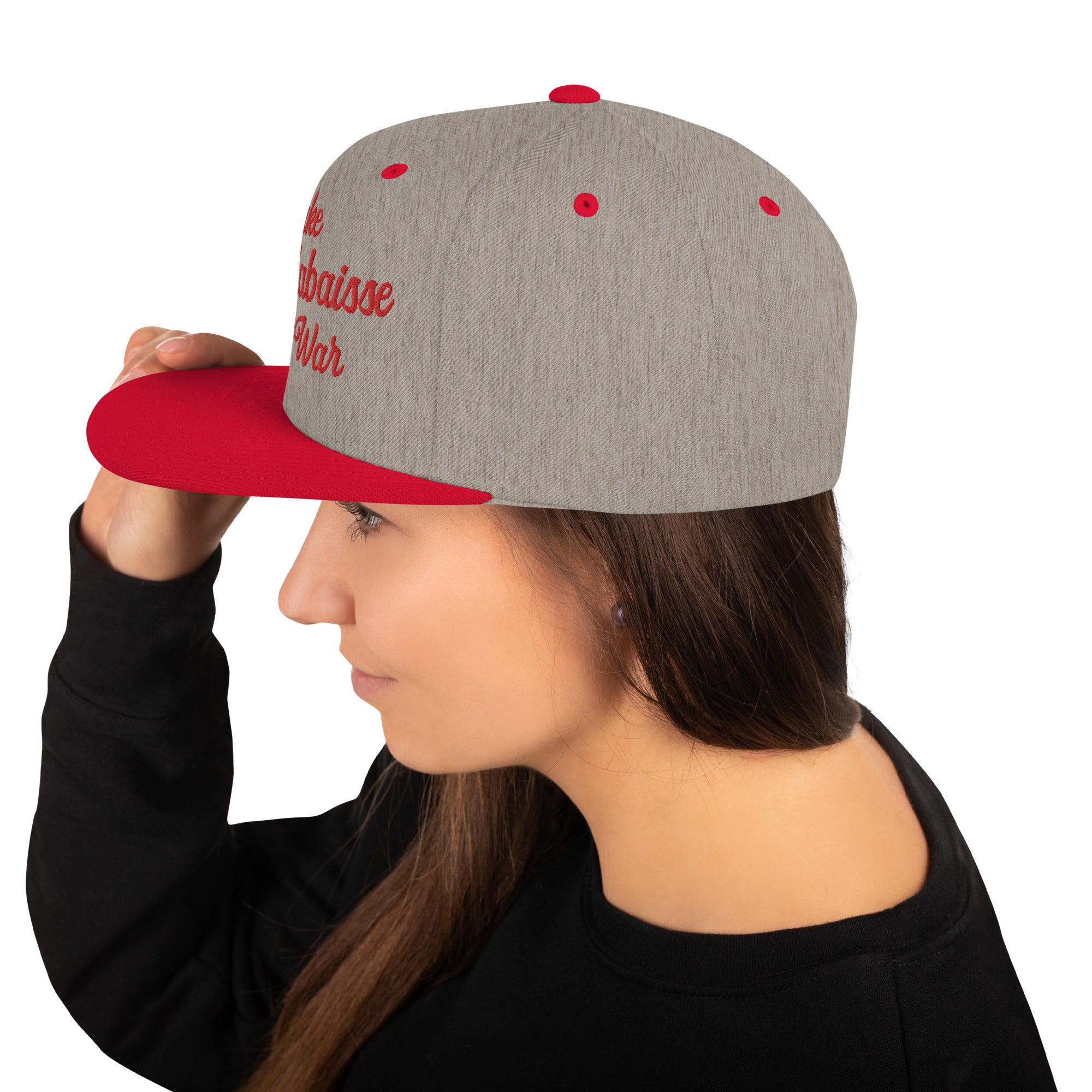 Two-Tone Snapback Wool Blend Cap Make Bouillabaisse Not War Red