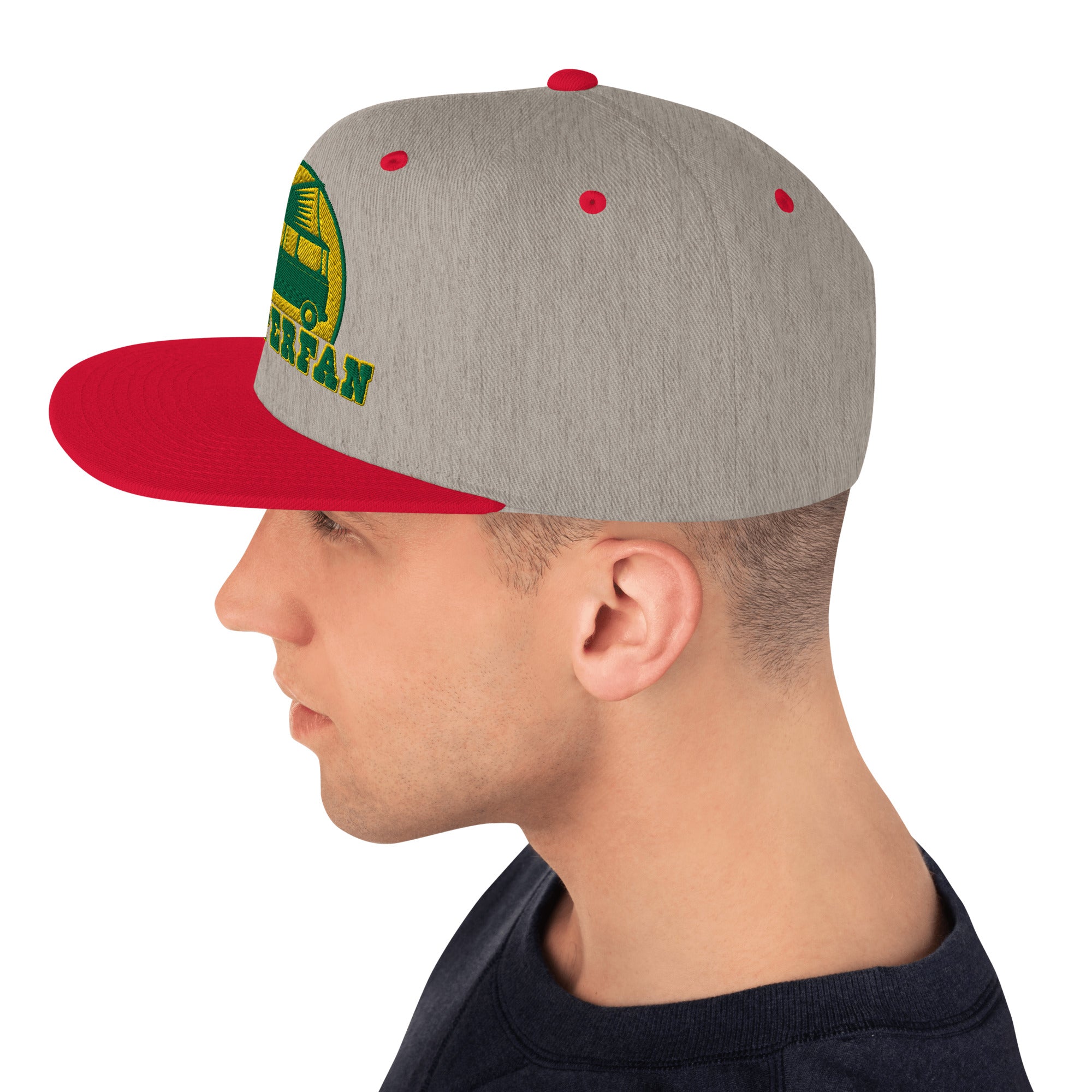 Two-Tone Snapback Wool Blend Cap Camperfan green/yellow