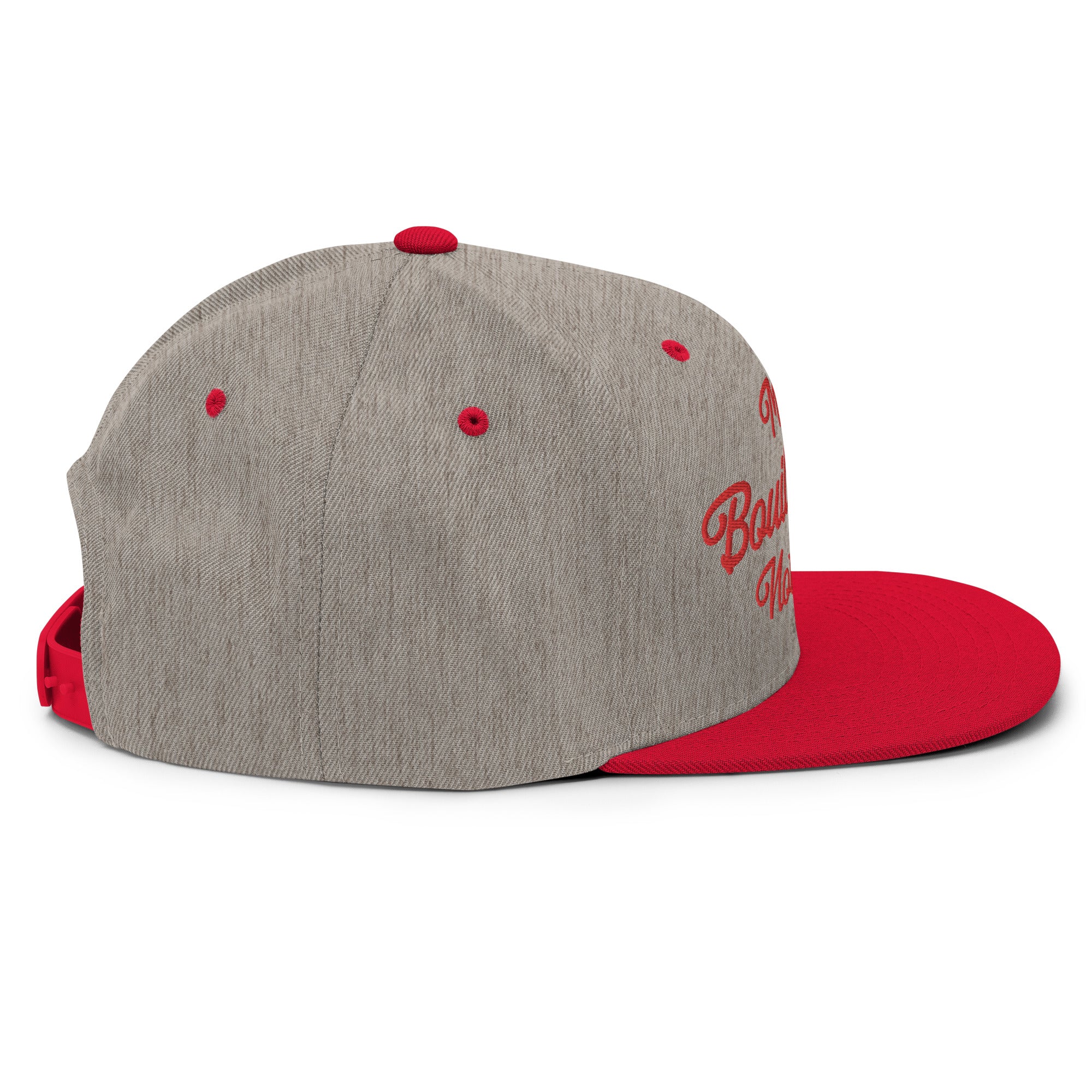 Two-Tone Snapback Wool Blend Cap Make Bouillabaisse Not War Red