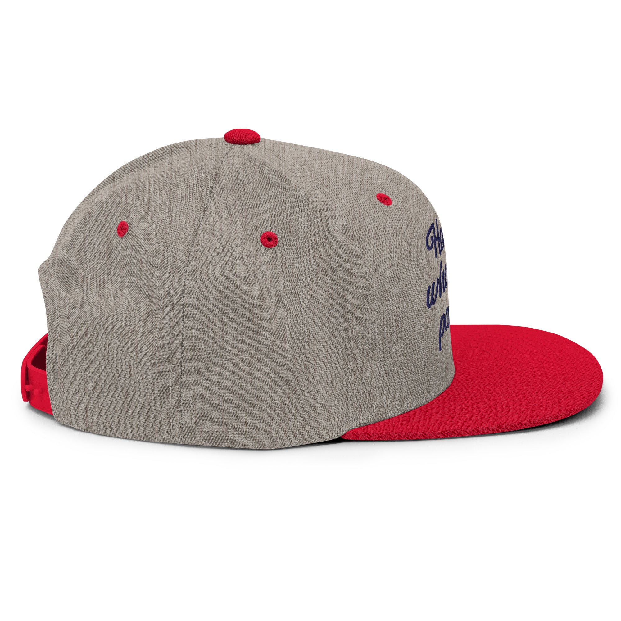 Two-Tone Snapback Wool Blend Cap Home is where you park it Navy