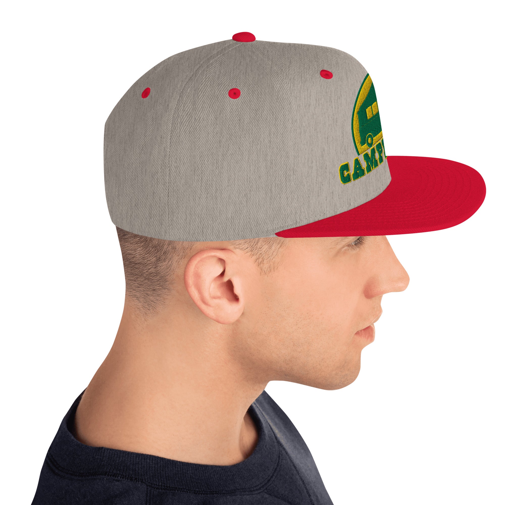 Two-Tone Snapback Wool Blend Cap Camperfan green/yellow