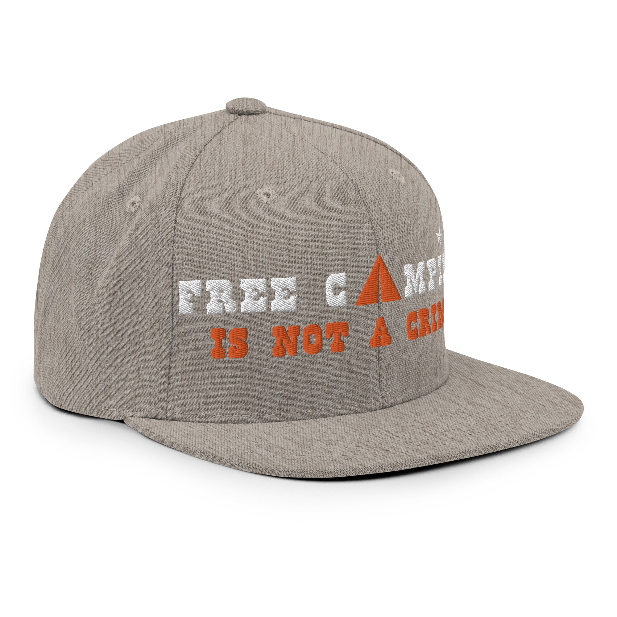 Snapback Wool Blend Cap Free camping is not a crime white/orange