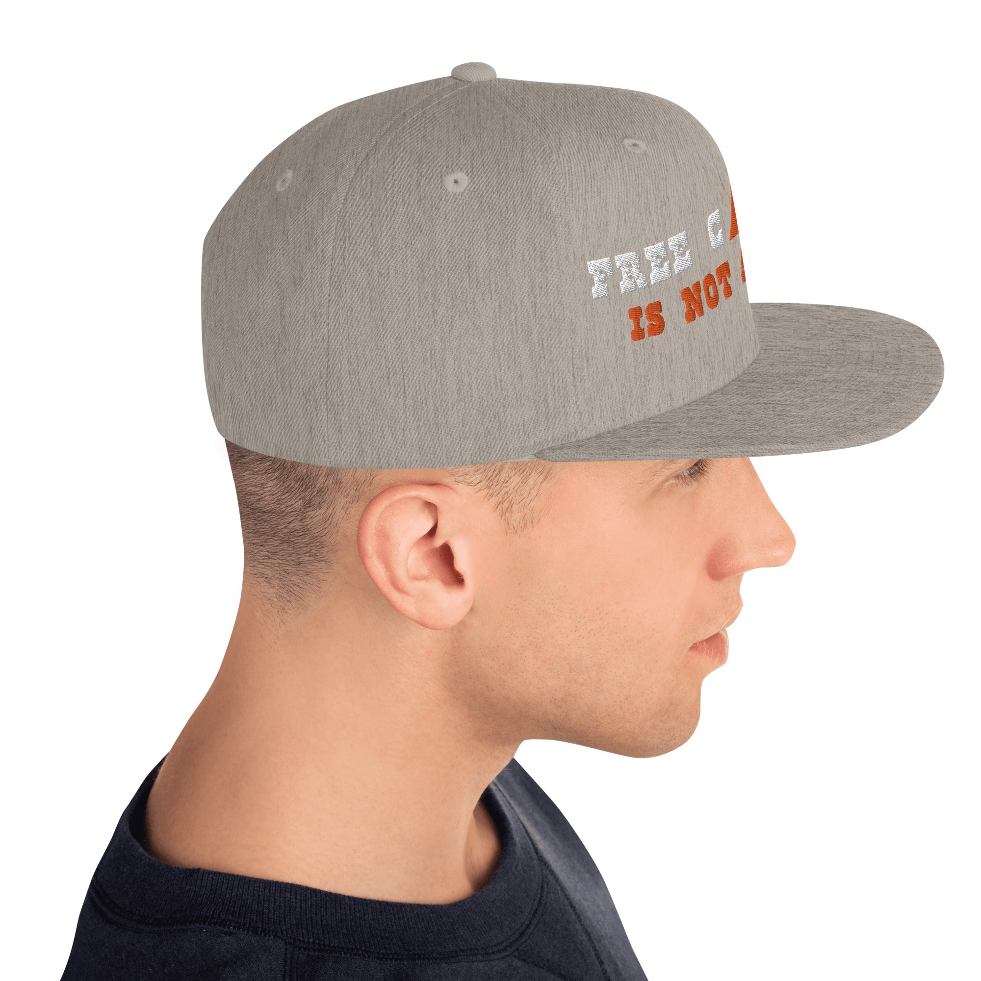 Snapback Wool Blend Cap Free camping is not a crime white/orange