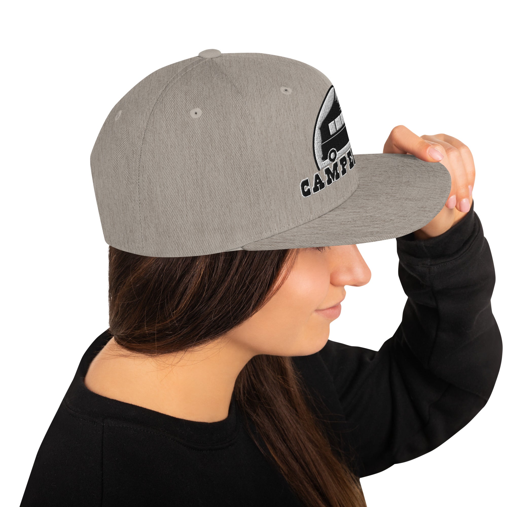 Two-Tone Snapback Wool Blend Cap Camperfan white/black