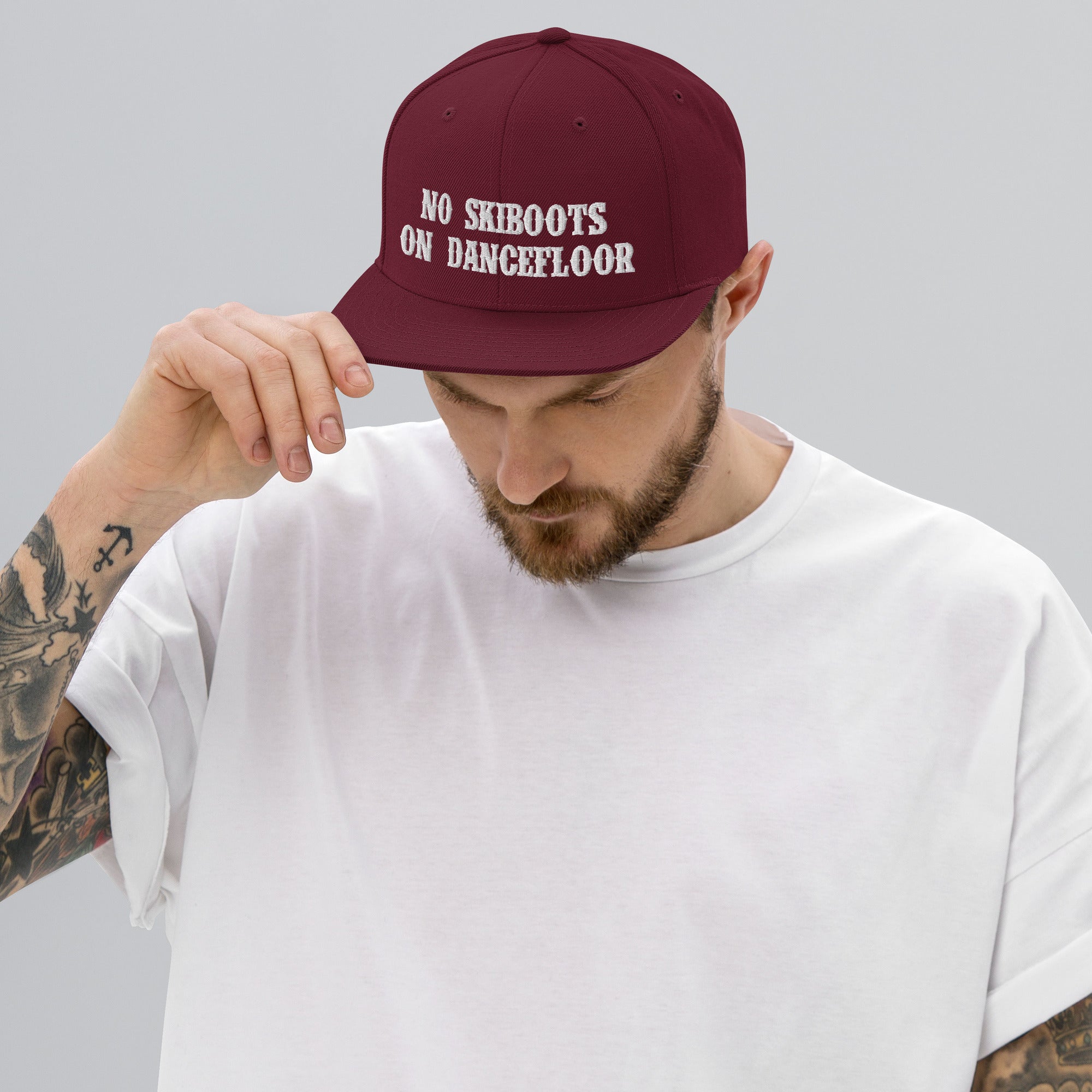 Snapback Wool Blend Cap No Skiboots on Dancefloor White