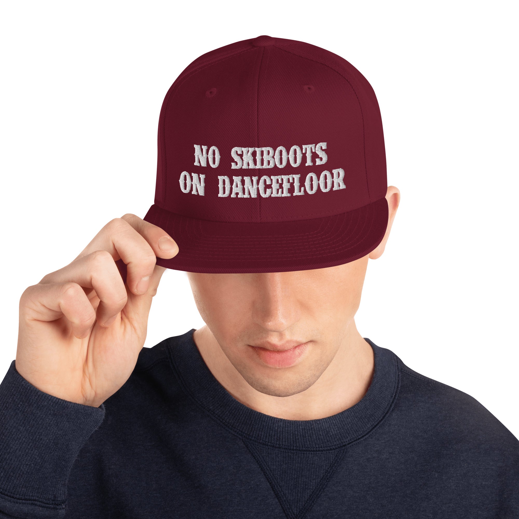 Snapback Wool Blend Cap No Skiboots on Dancefloor White