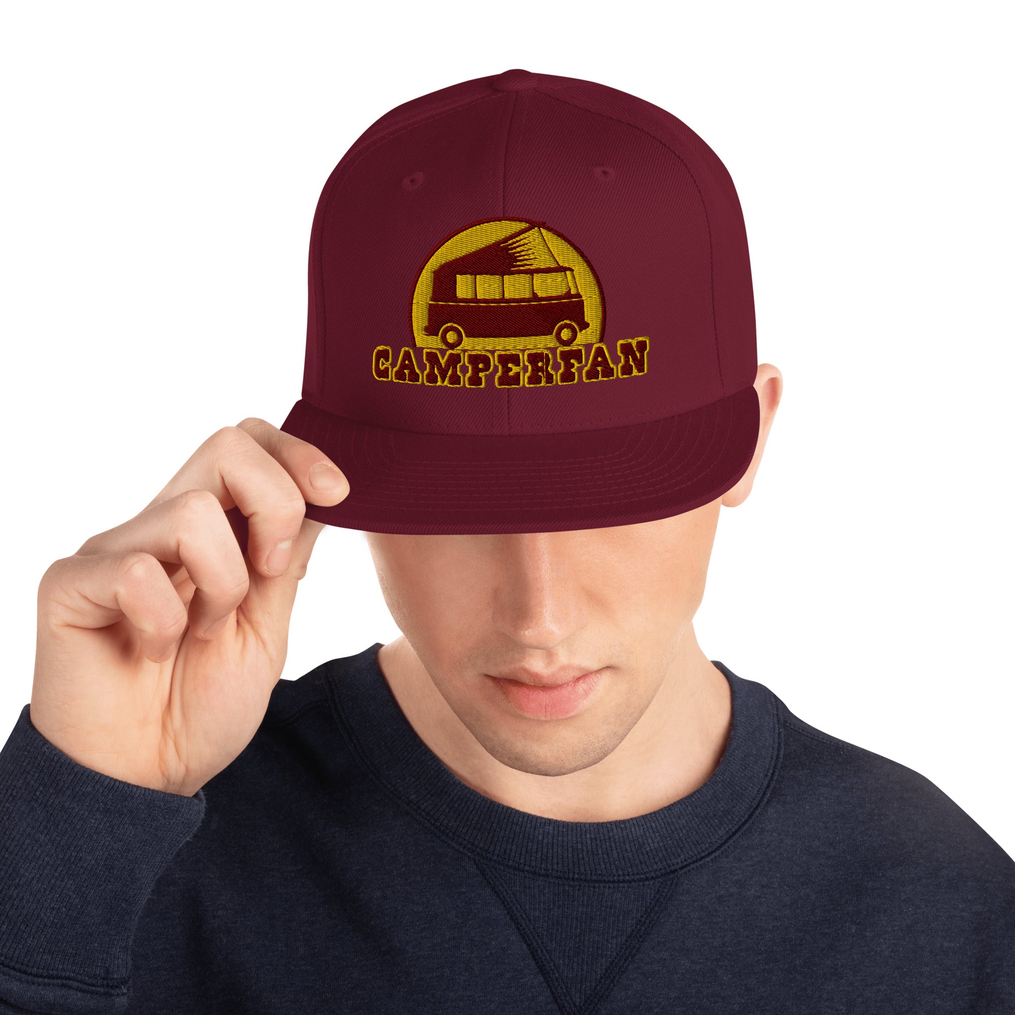 Snapback Wool Blend Cap Camperfan marroon/yellow