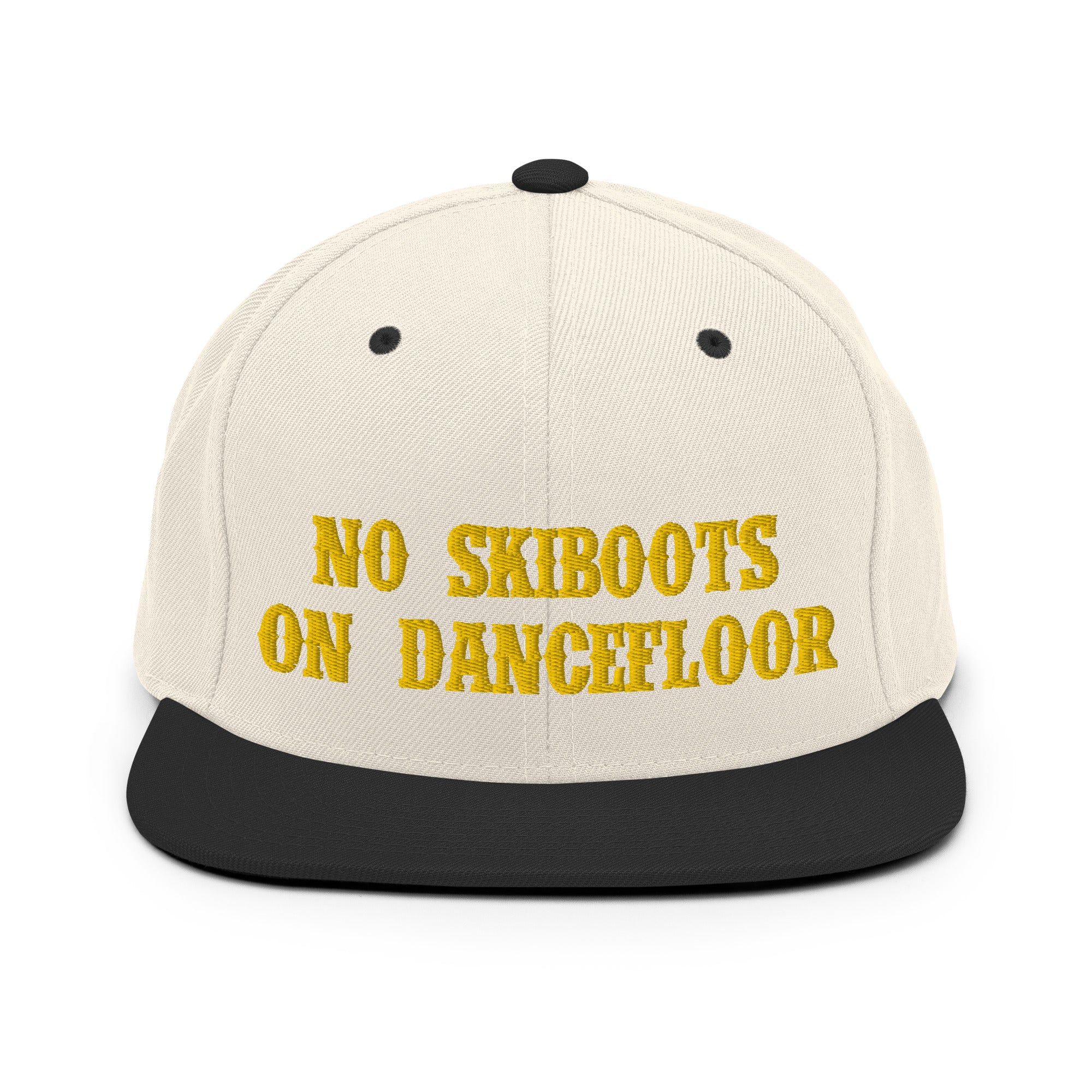 Two-Tone Snapback Wool Blend Cap No Skiboots on Dancefloor Gold