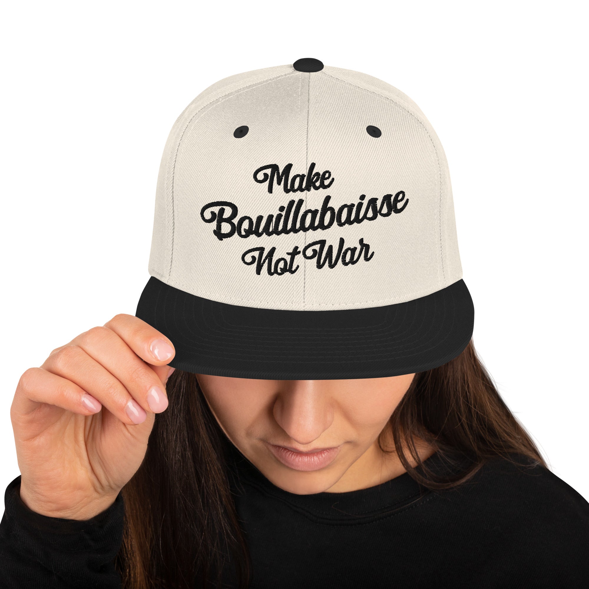 Casquette Snapback Wool Blend bicolore Make Bouillabaisse Not War Black