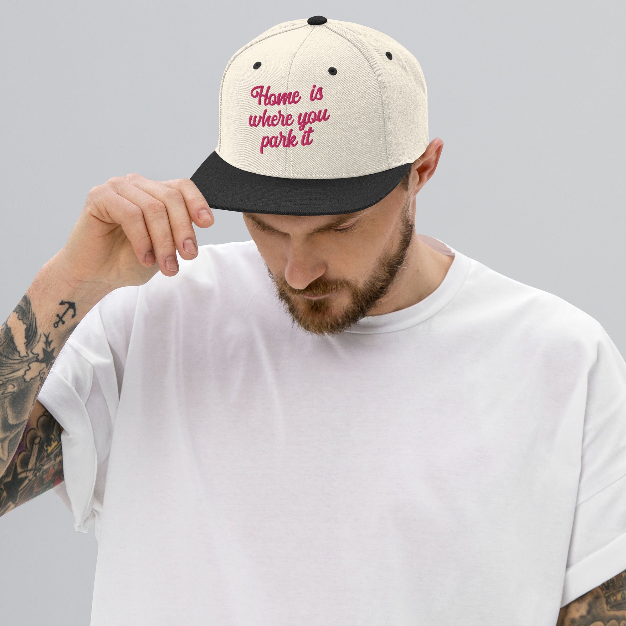 Casquette Snapback Wool Blend bicolore Home is where you park it Flamingo