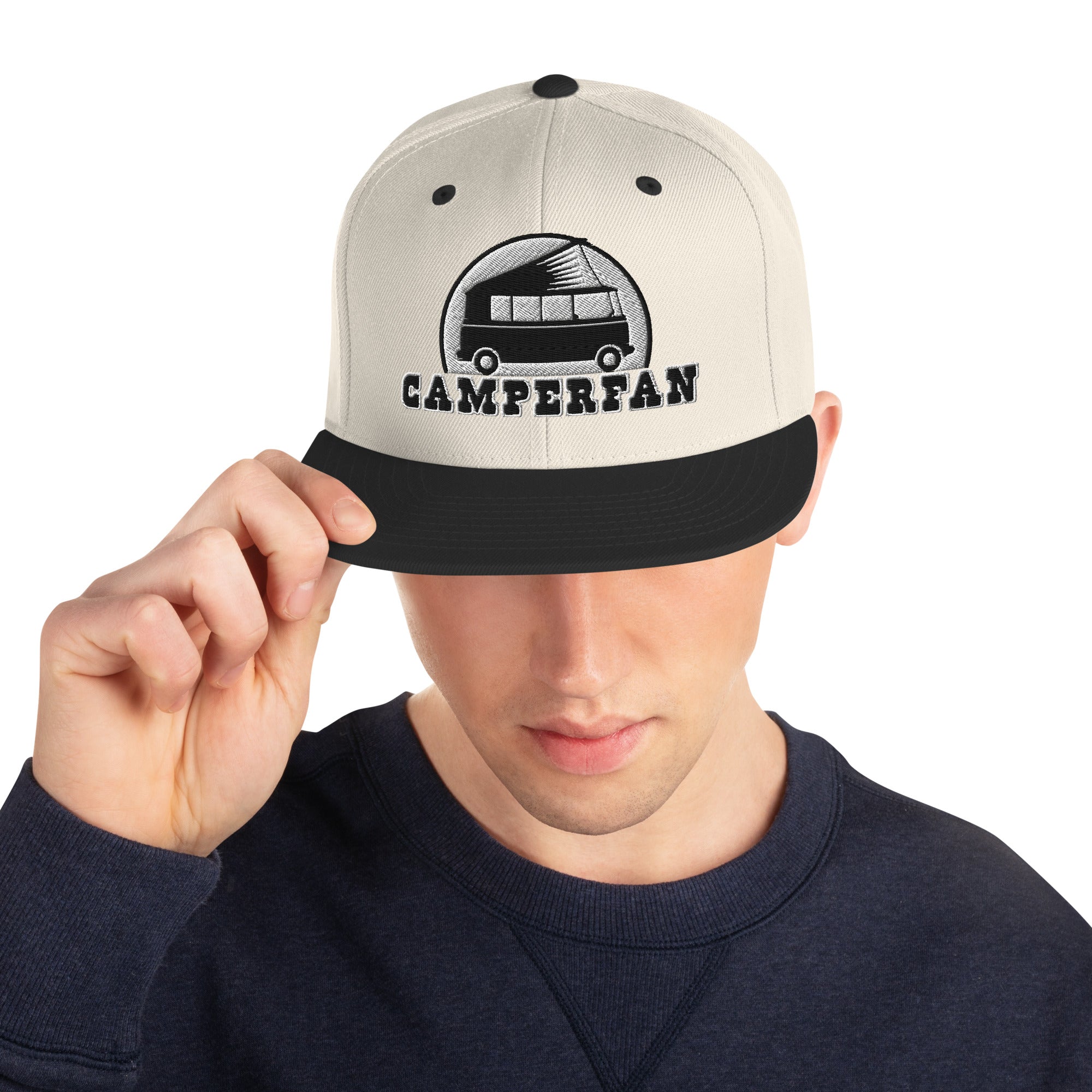 Two-Tone Snapback Wool Blend Cap Camperfan white/black