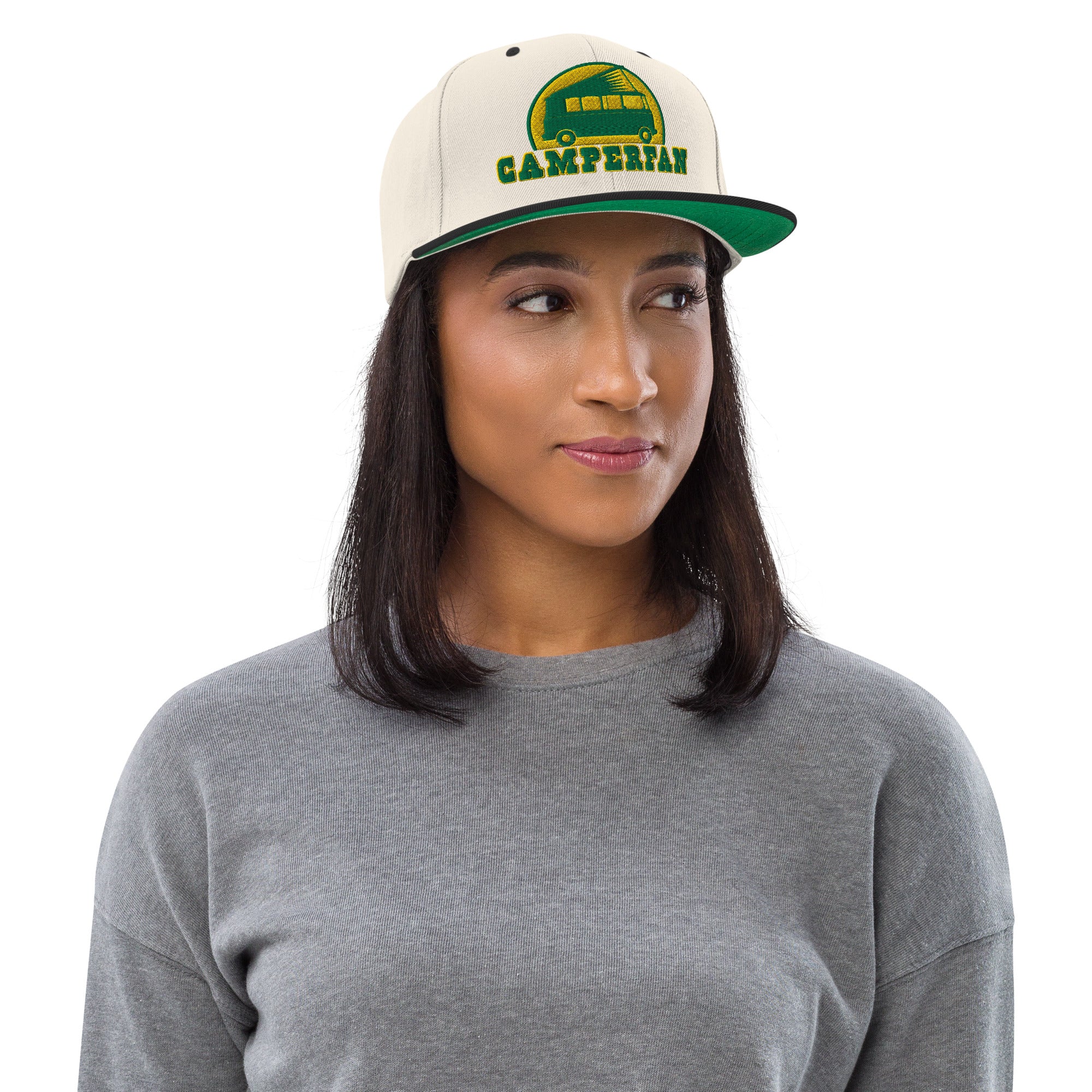 Two-Tone Snapback Wool Blend Cap Camperfan green/yellow