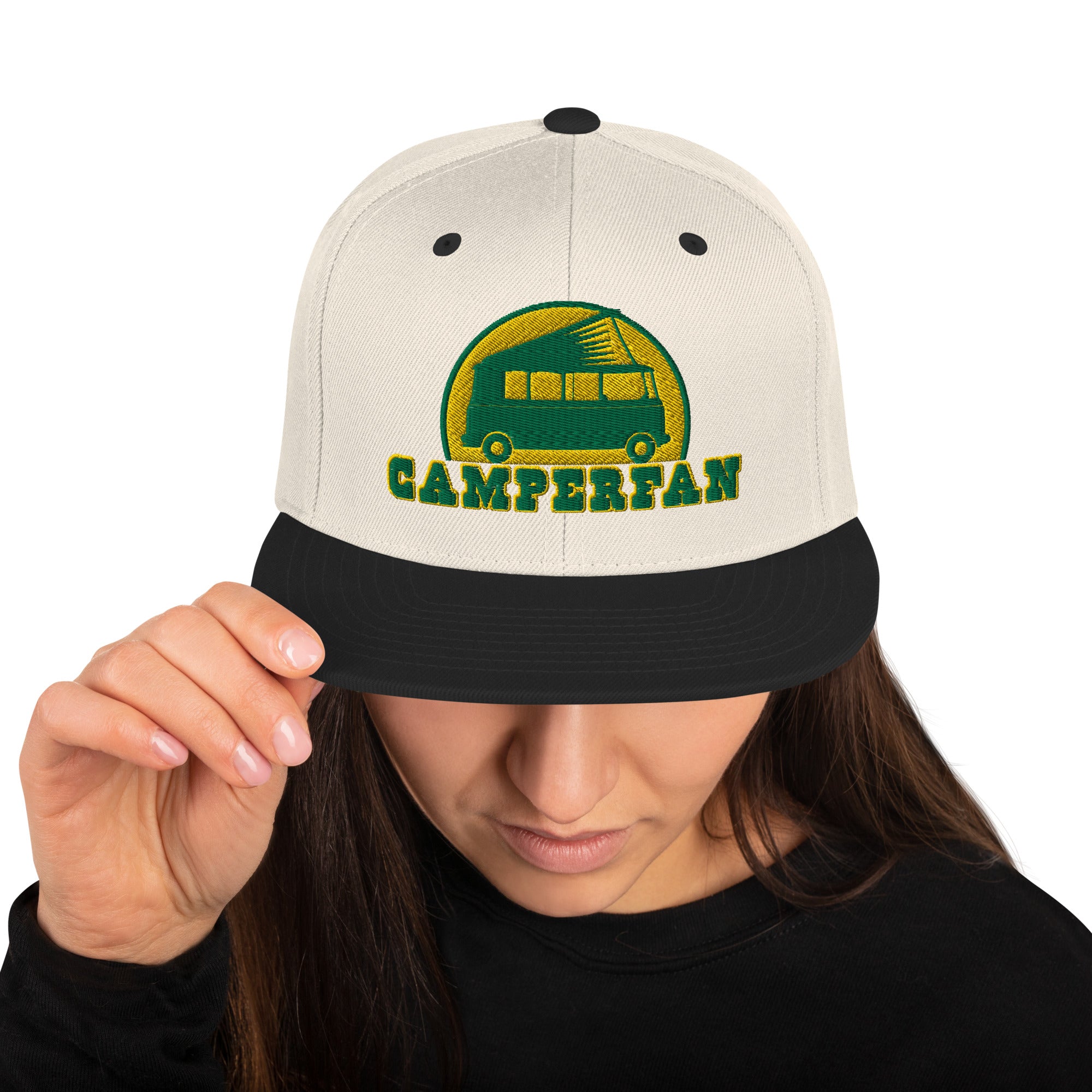 Two-Tone Snapback Wool Blend Cap Camperfan green/yellow