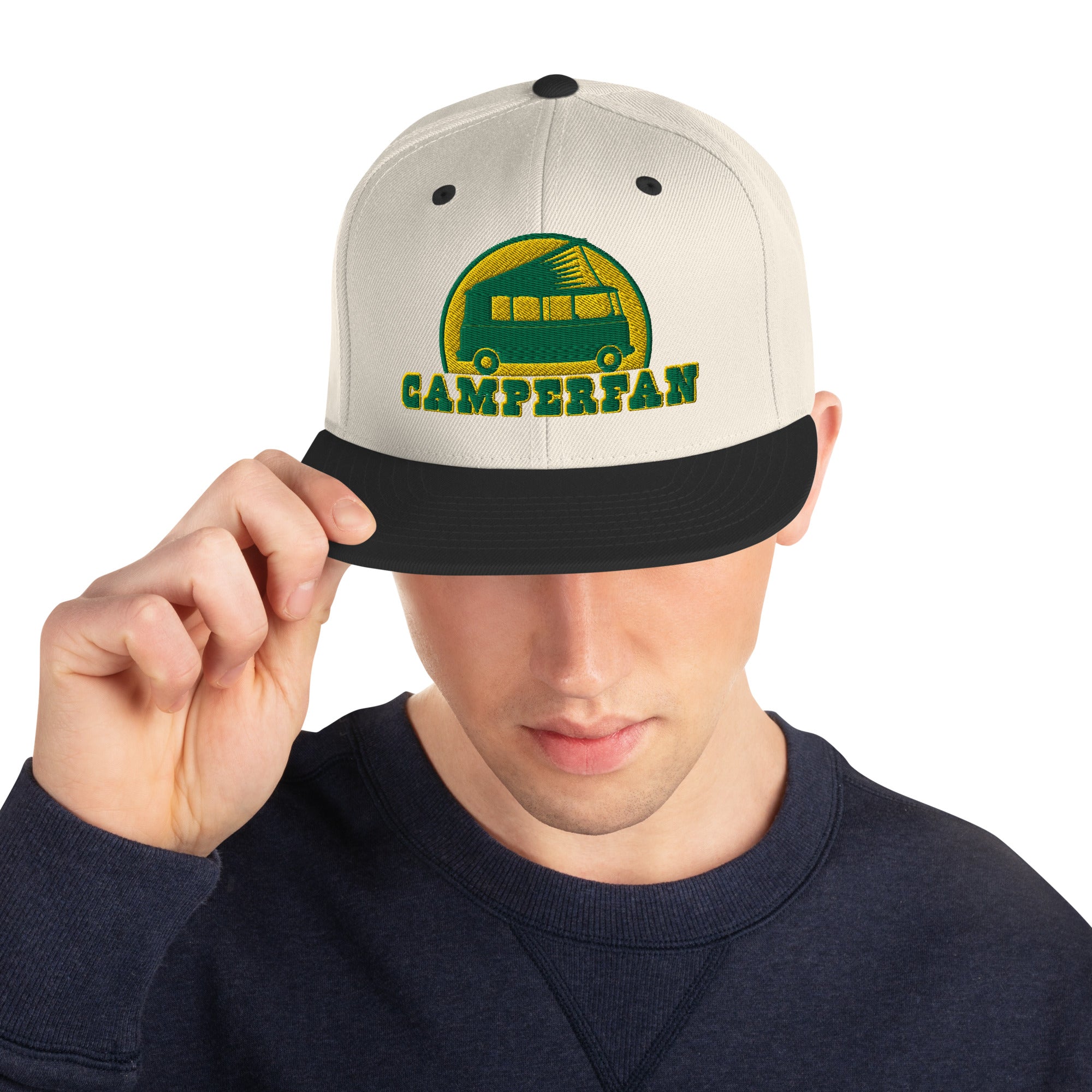 Two-Tone Snapback Wool Blend Cap Camperfan green/yellow