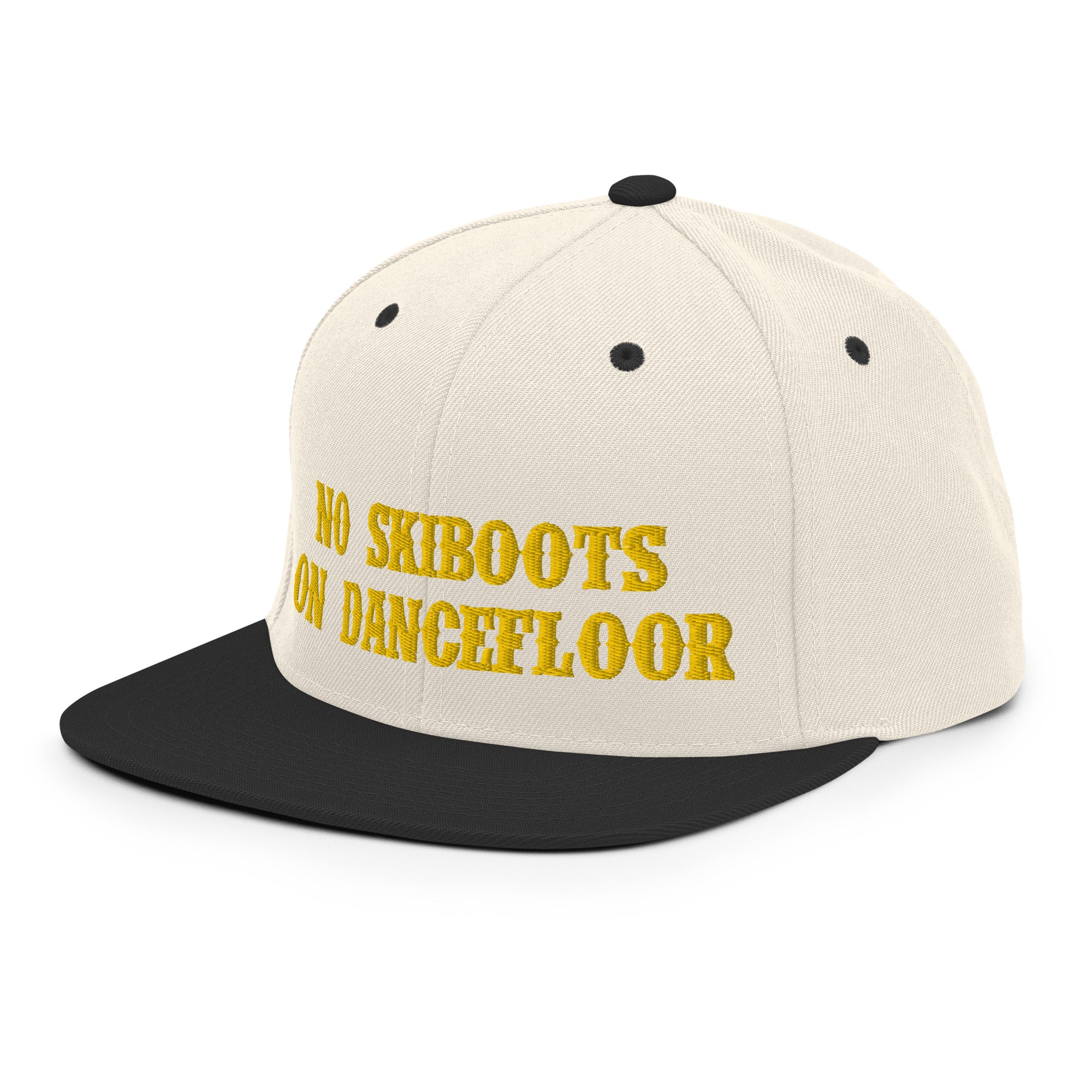 Two-Tone Snapback Wool Blend Cap No Skiboots on Dancefloor Gold