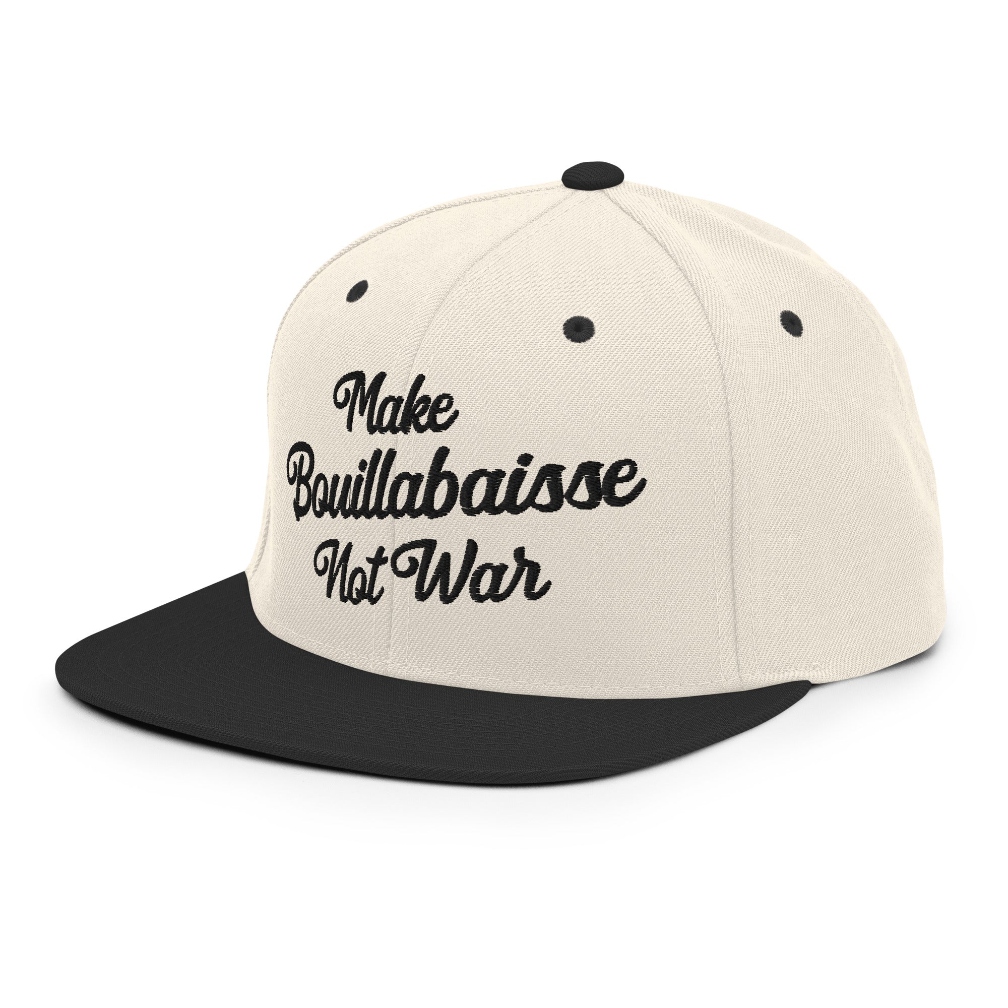 Casquette Snapback Wool Blend bicolore Make Bouillabaisse Not War Black